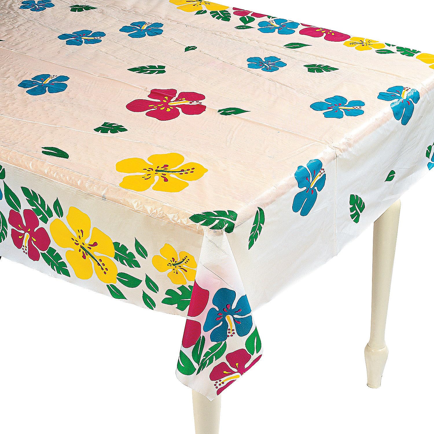 Hibiscus Plastic Tablecloth Roll - 100ft for Luau & Tiki Party Decorations