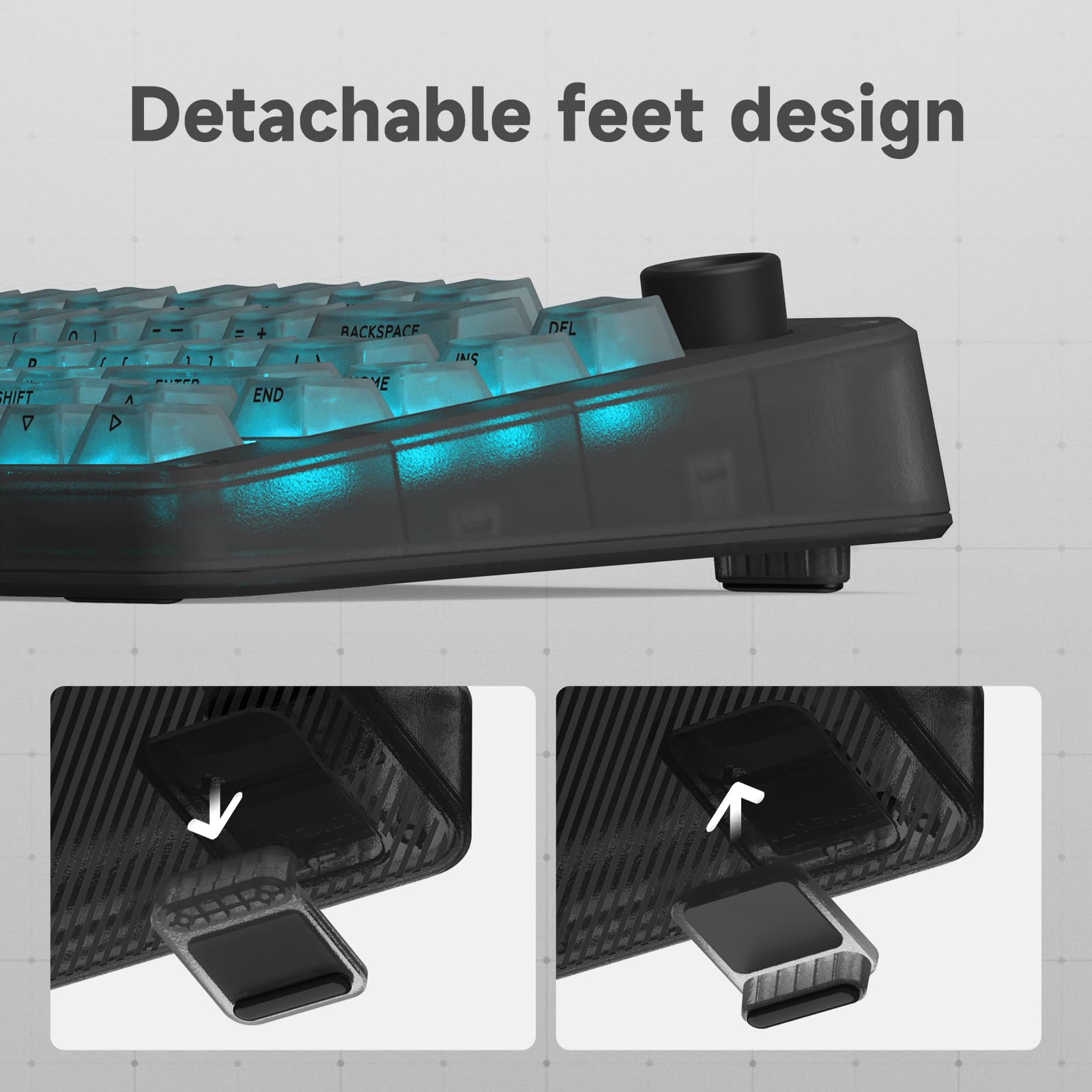 iQunix ZX75 Dark Side RS 75% RGB Mechanical Keyboard - Wireless Bluetooth 5.1, 2.4GHz & Wired Gaming Keyboard with Hot-Swappable Moonstone Switches, Volume Knob, 81 Keys for Windows/Mac - Perfect for Gaming, Coding & Office Work