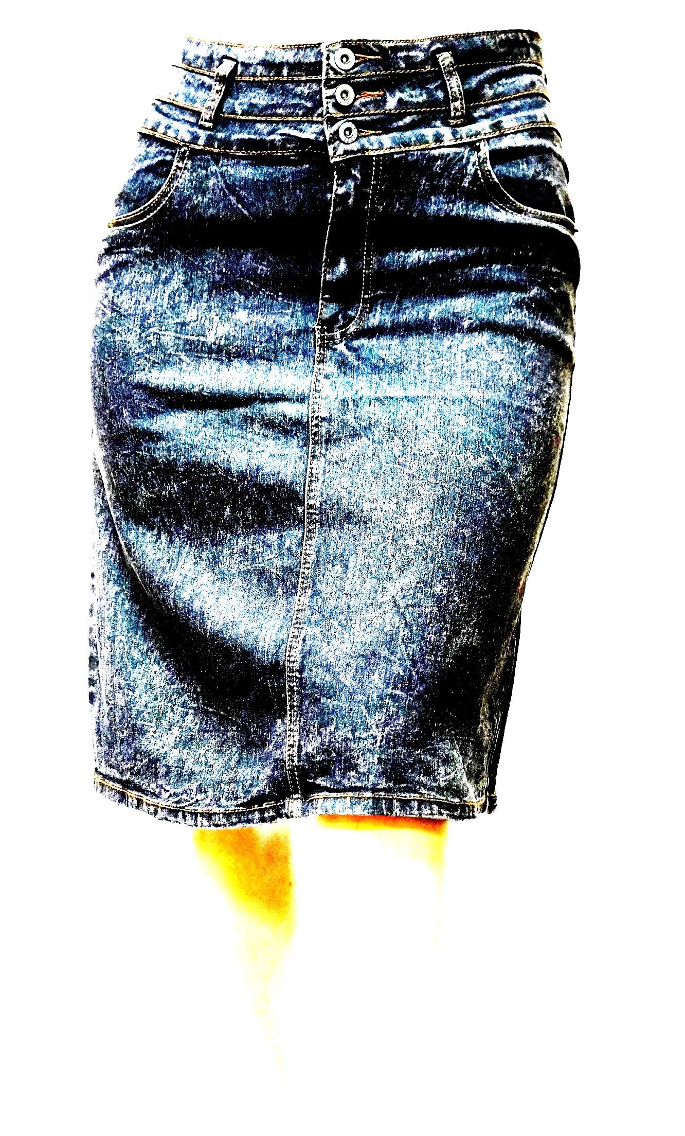 Jack David & Voir Twill Women's Plus Size Stretch Denim Jeans Skirt with Button Front - Sizes 1X, 2X, 3X - Comfortable & Stylish for Casual Wear, Office & Date Nights
