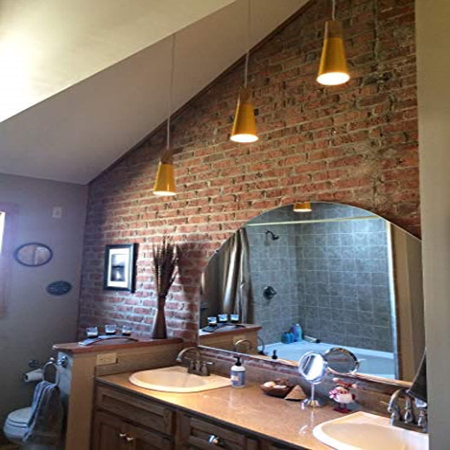Kiven H-Type Track Lighting Fixture - 3-Light Adjustable Track Pendant Light with φ5.5 Yellow Lampshade for Bedroom, Kitchen, Living Room & Dining Room | Modern Home Lighting Solution for Ambient and Task Lighting