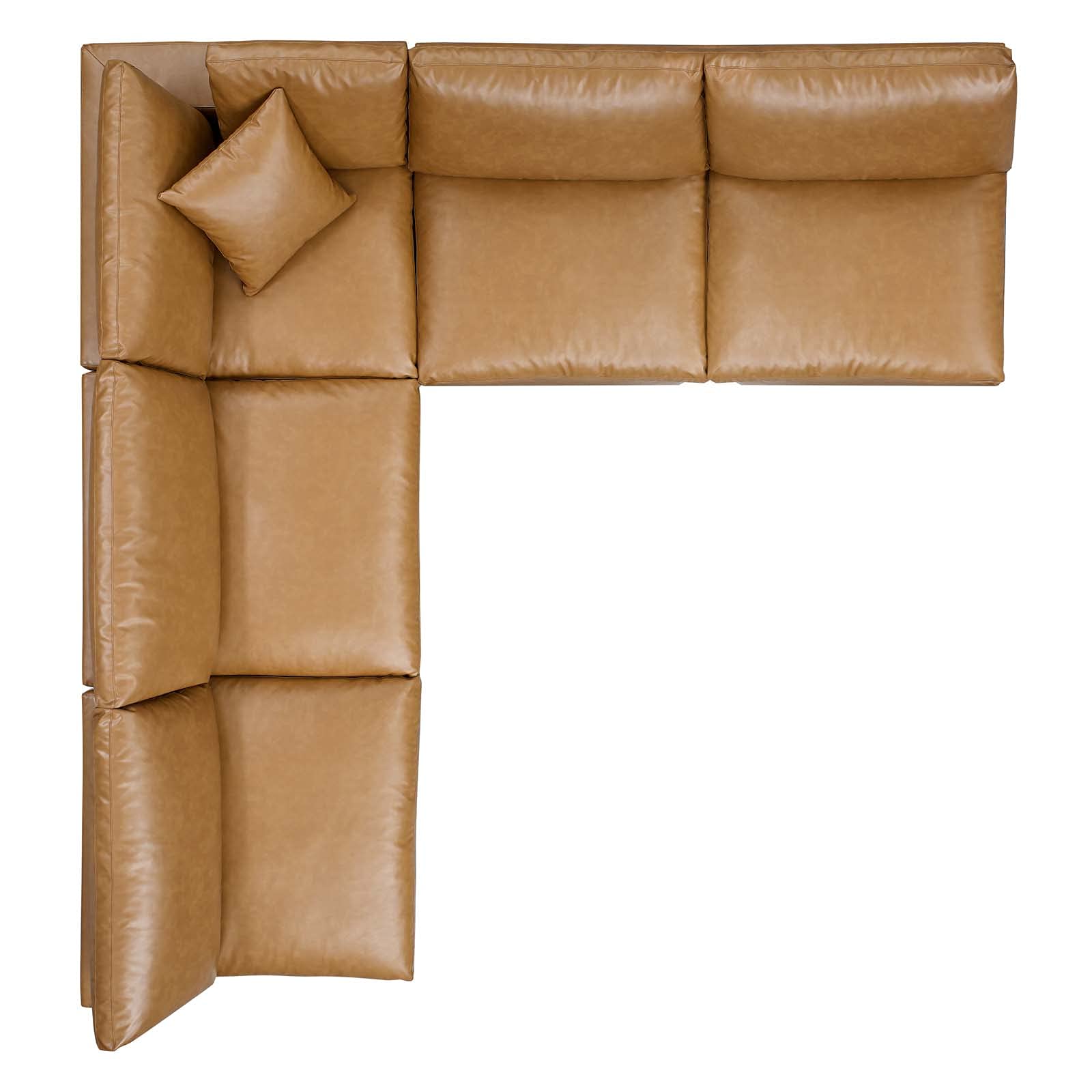 Modway Commix Modular Sofa - Armless Corner Sectional Couch in Tan Vegan Leather for Living Room, Lounge & Small Spaces
