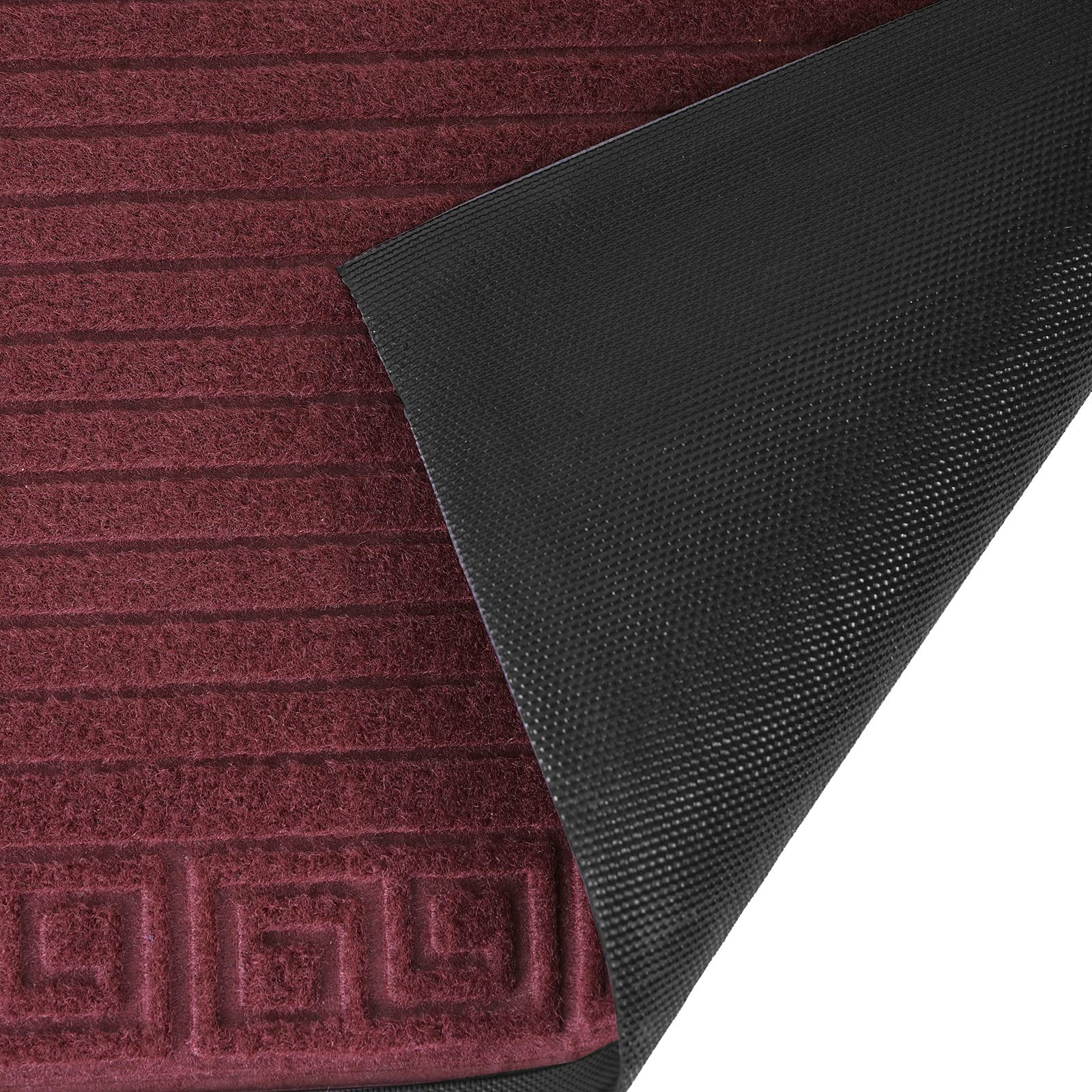 Non-Slip Striped Welcome Doormat 24x16 Inches - Durable Rubber Entrance Mat for Front Door, Outdoor/Indoor Use, Red - Perfect for Home Entryway, Office, Apartment & Mudroom (Traps Dirt & Moisture)