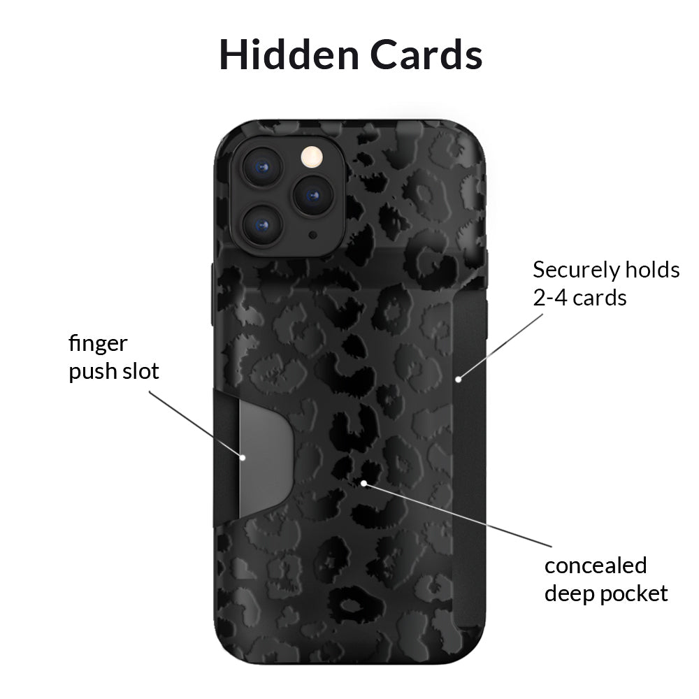 Black Leopard iPhone Wallet Case - Slim Leather Phone Cover with Card Holder for iPhone 13/14/15 Pro Max - Perfect for Travel, Shopping & Everyday Use