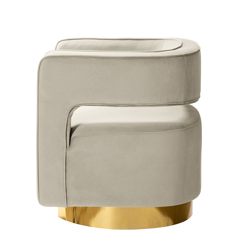 Agata Velvet Swivel Barrel Armchair - Modern Velvet Accent Chair with 360° Rotation for Living Room, Bedroom & Office