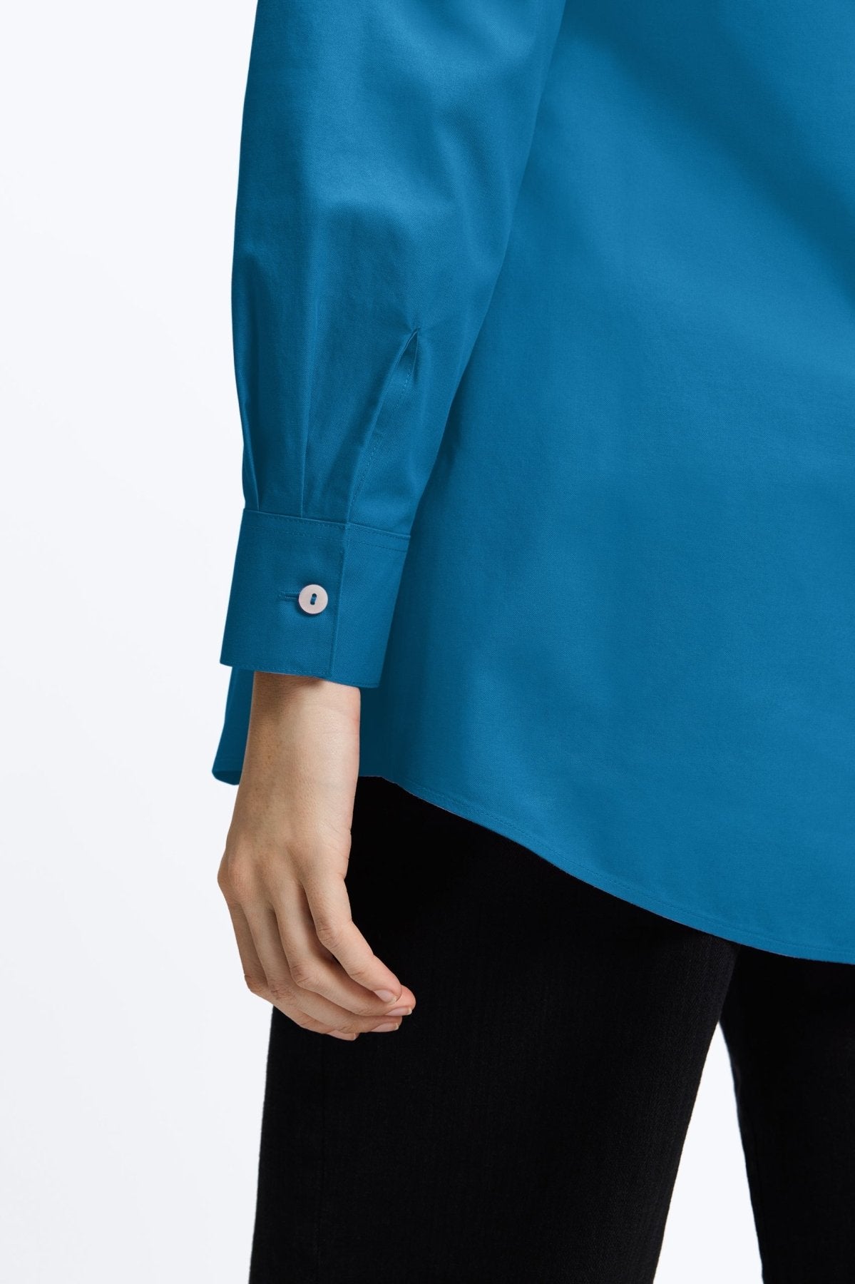 No Iron Pinpoint Long Sleeve Tunic for Women - Wrinkle-Free Office Blouse, Comfortable Business Casual Top for Work & Professional Wear