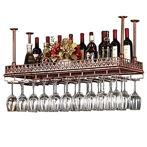 Iron Ceiling Wine Rack - 60x35Cm Black Hanging Wine Glass & Bottle Holder for Bar, Restaurant & Home - Durable Storage Shelf for Champagne Goblets, Stemware & Wine Bottles - Perfect for Kitchen, Dining Room & Wine Cellar Organization