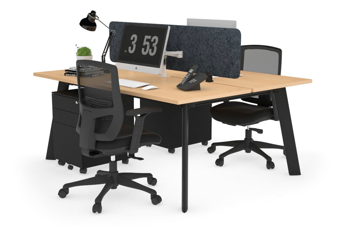 2-Person Workstation with Black Frame - 1400L x 700W - Perfect for Office, Home Office & Collaborative Workspaces