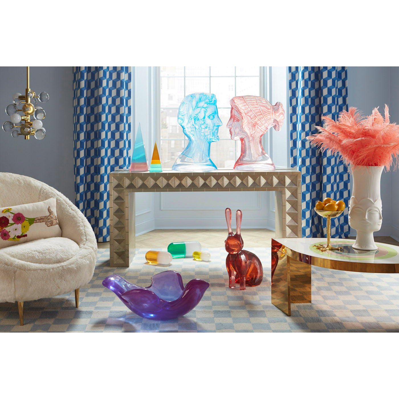 Checkerboard Small Scale Flatweave Rug - Non-Slip Geometric Pattern Area Rug for Living Room, Bedroom, Nursery & Dorm Decor