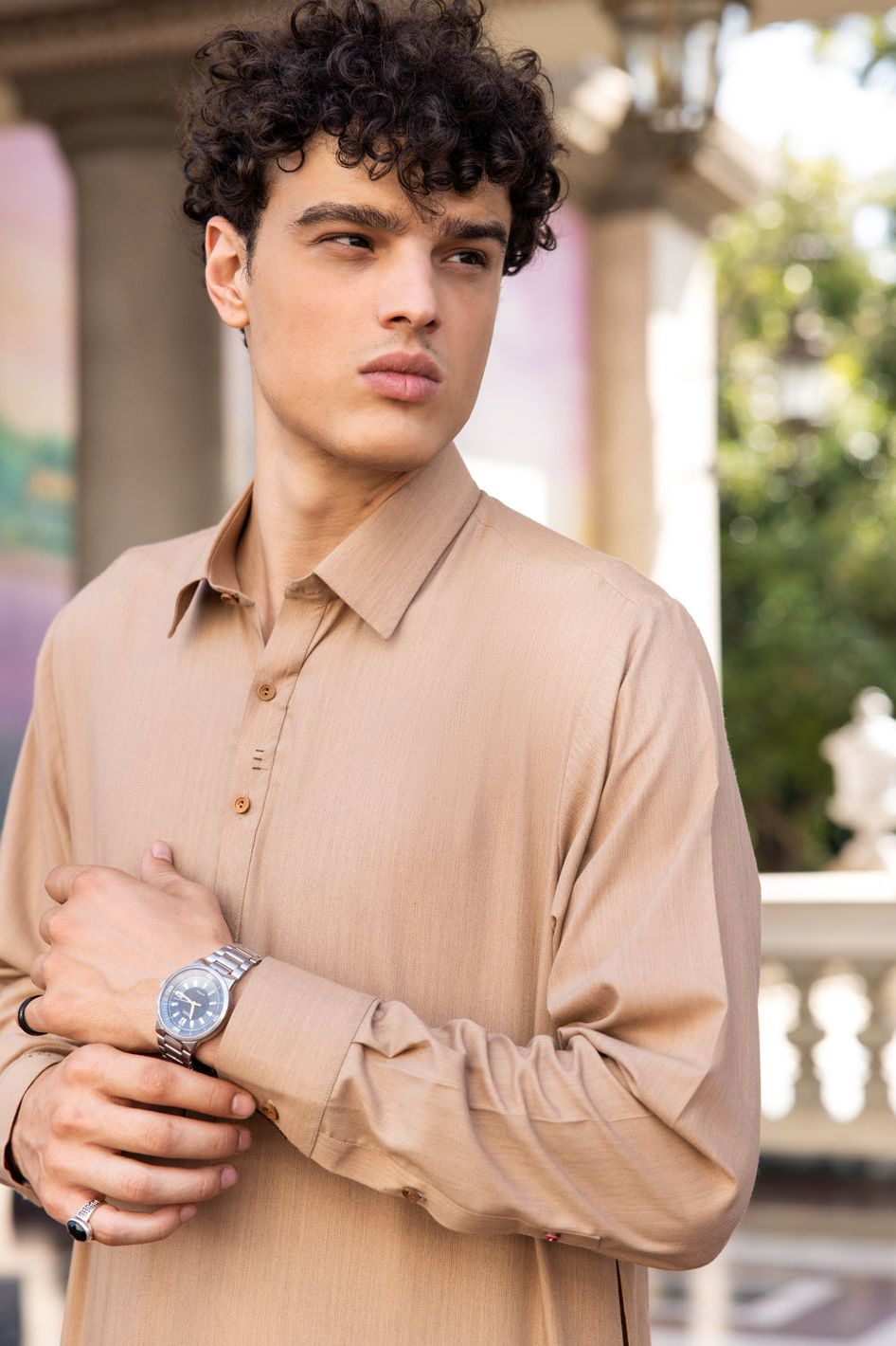 Stylish Blended Brown Kurta Shalwar by Wasim Akram - Premium Pakistani Traditional Outfit for Men | Perfect for Eid, Weddings & Cultural Events