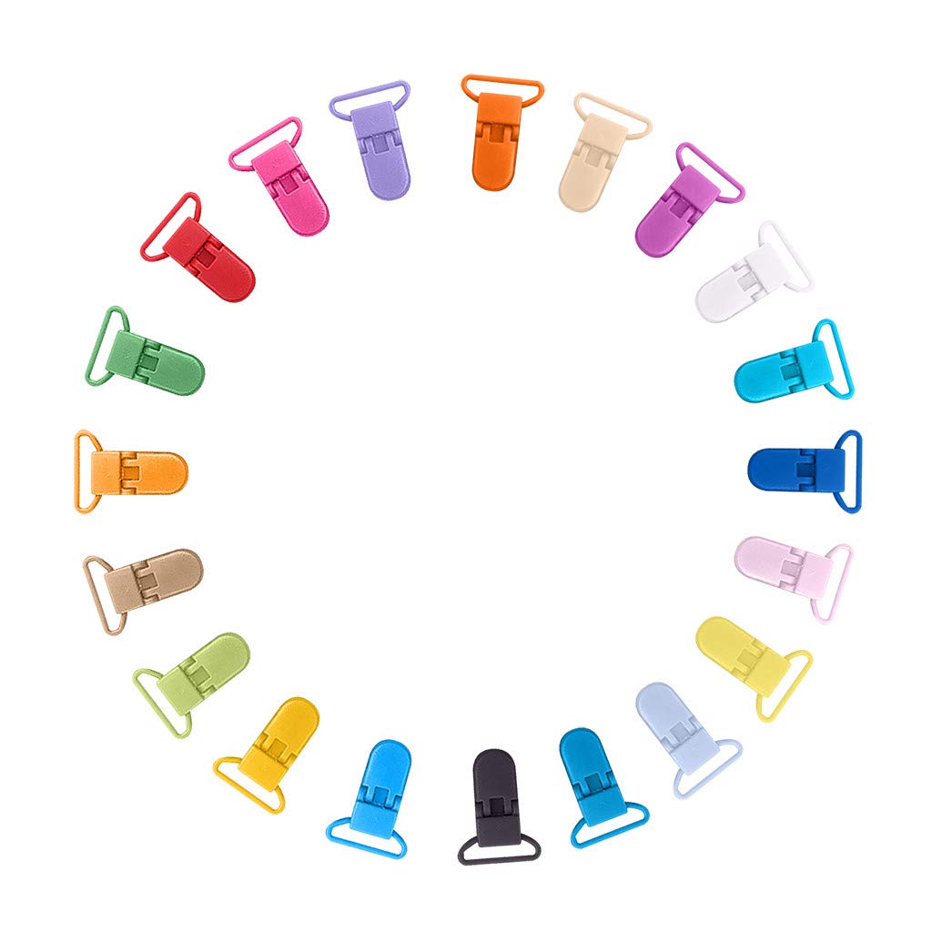 Qiuhdo 34-Pack Plastic Bottle Clips - 25mm Multicolor Feeding Clips for DIY, Home Organization & Closet Storage - Perfect for Baby Bottles, Keys, Toys & Household Items