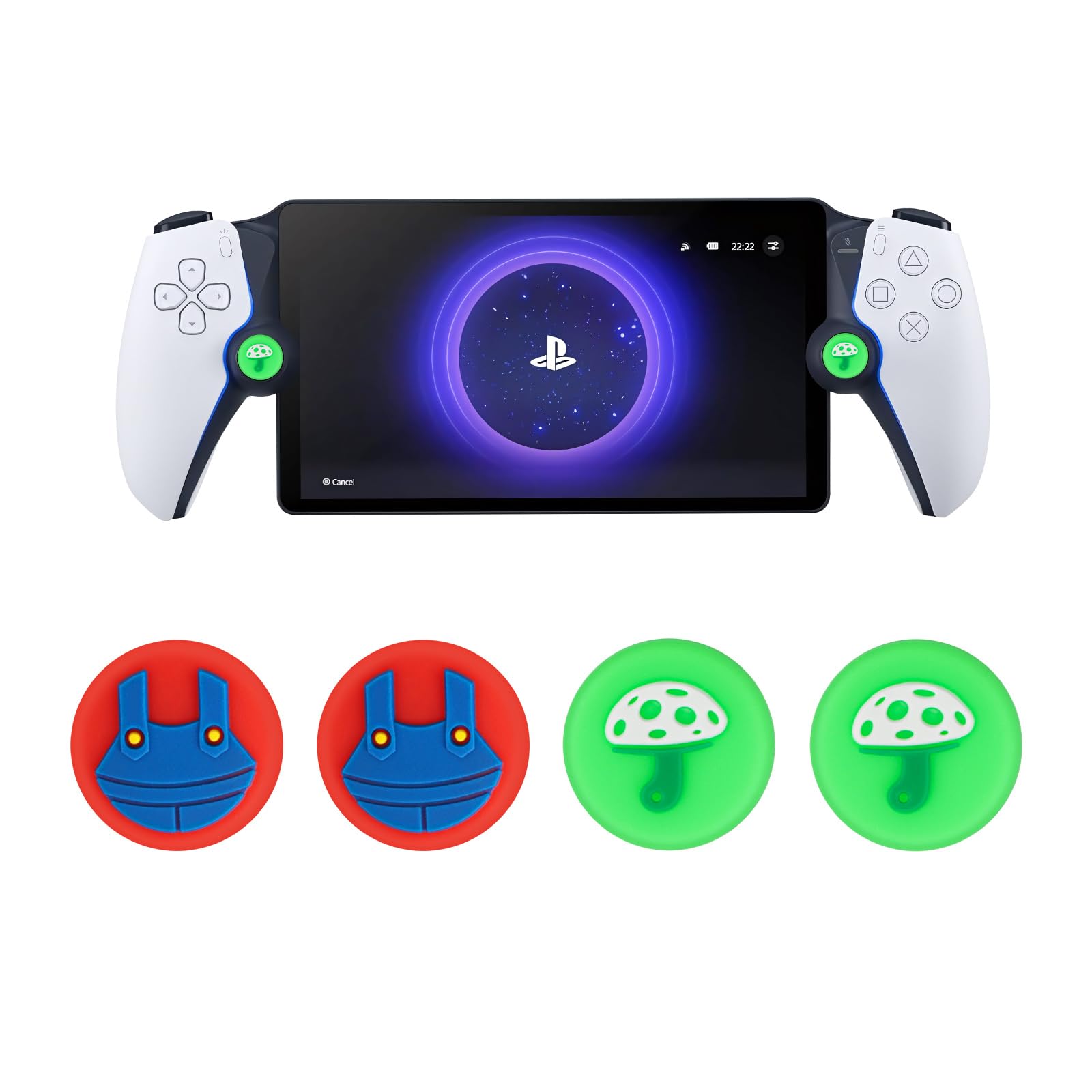 Non-Slip Silicone Thumb Grip Caps for Playstation Portal - Soft Joystick Covers with PS5 Controller Protector - 2 Pairs (4 Pieces) - Perfect for Gaming Comfort and Enhanced Grip During Long Play Sessions