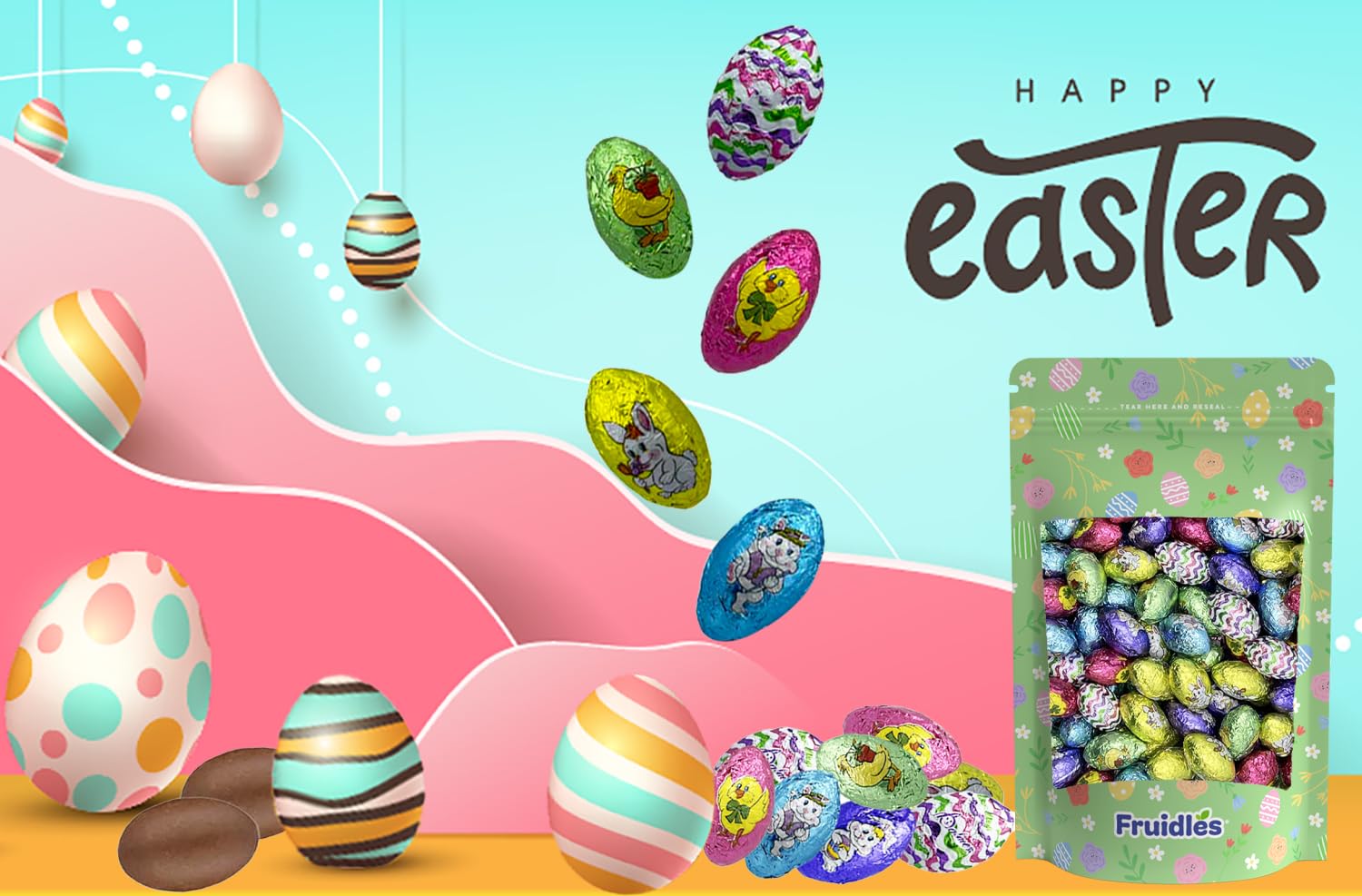 Easter Double Crisp Eggs Milk Chocolate - 1 Pound (Approx. 100 Eggs) - Individually Wrapped Happy Easter Treats for Party Bags, Egg Hunts & Holiday Celebrations