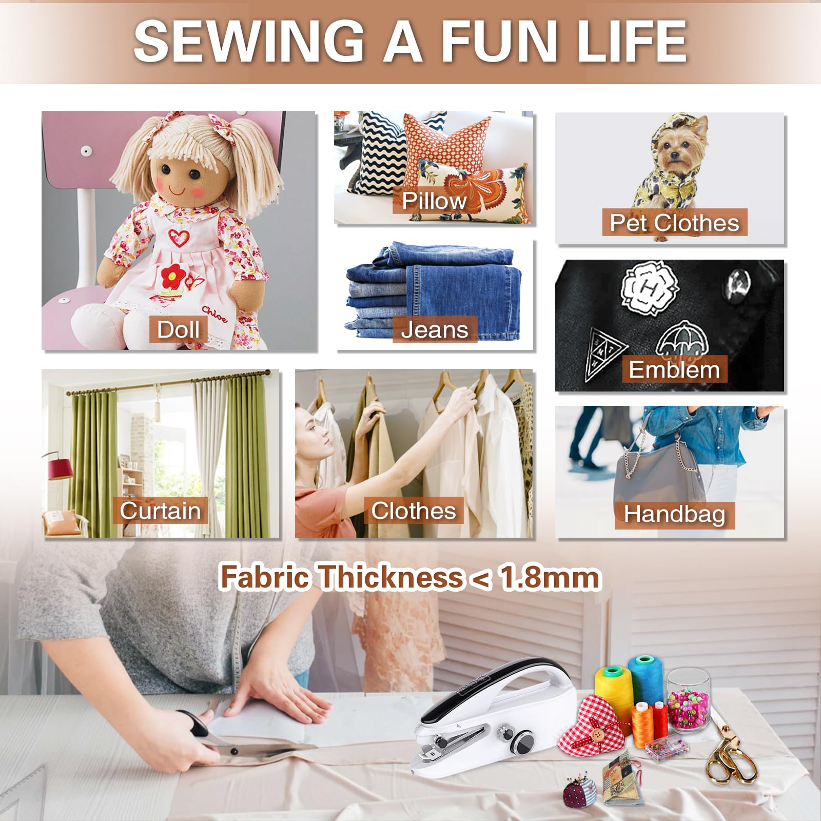 Portable Handheld Sewing Machine for Beginners - Mini Electric Sewing Kit with Quick Stitch Function - Perfect for Home Repairs, Travel, Emergency Fixes & DIY Craft Projects