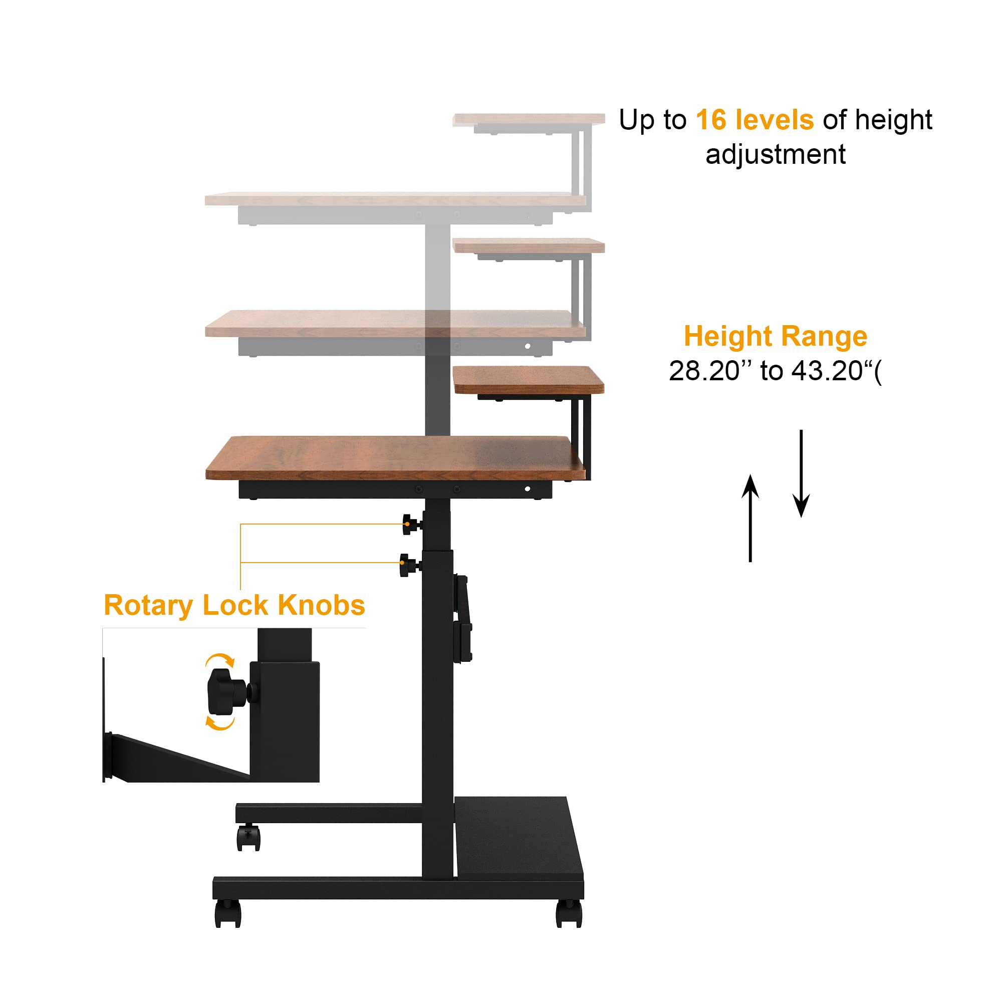 Height Adjustable Standing Desk with Wheels - 41