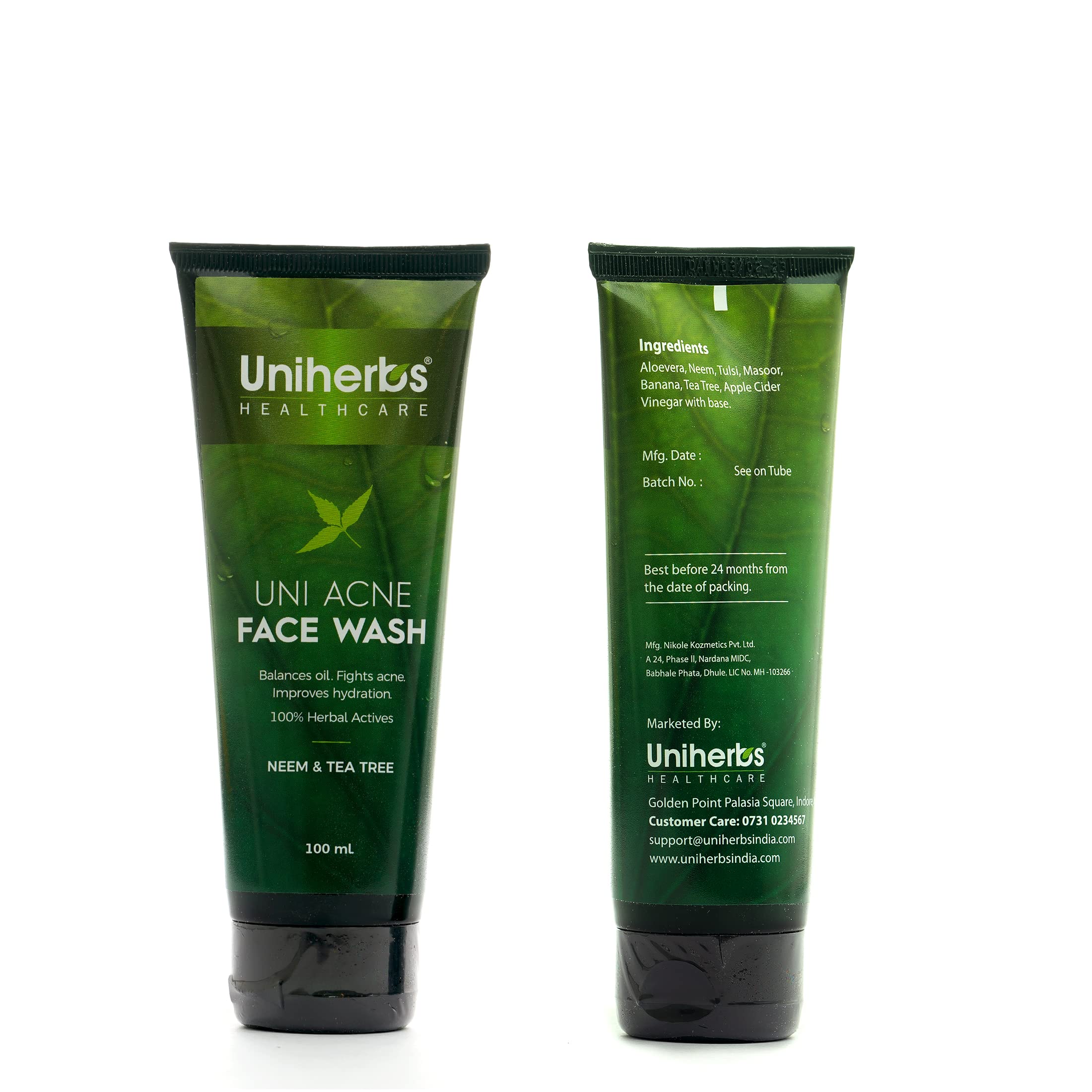 Uniherbs Uni Acne Face Wash - 100ml Pimple Treatment for Men & Women | Gentle Cleanser for Oily & Acne-Prone Skin | Daily Skincare Routine
