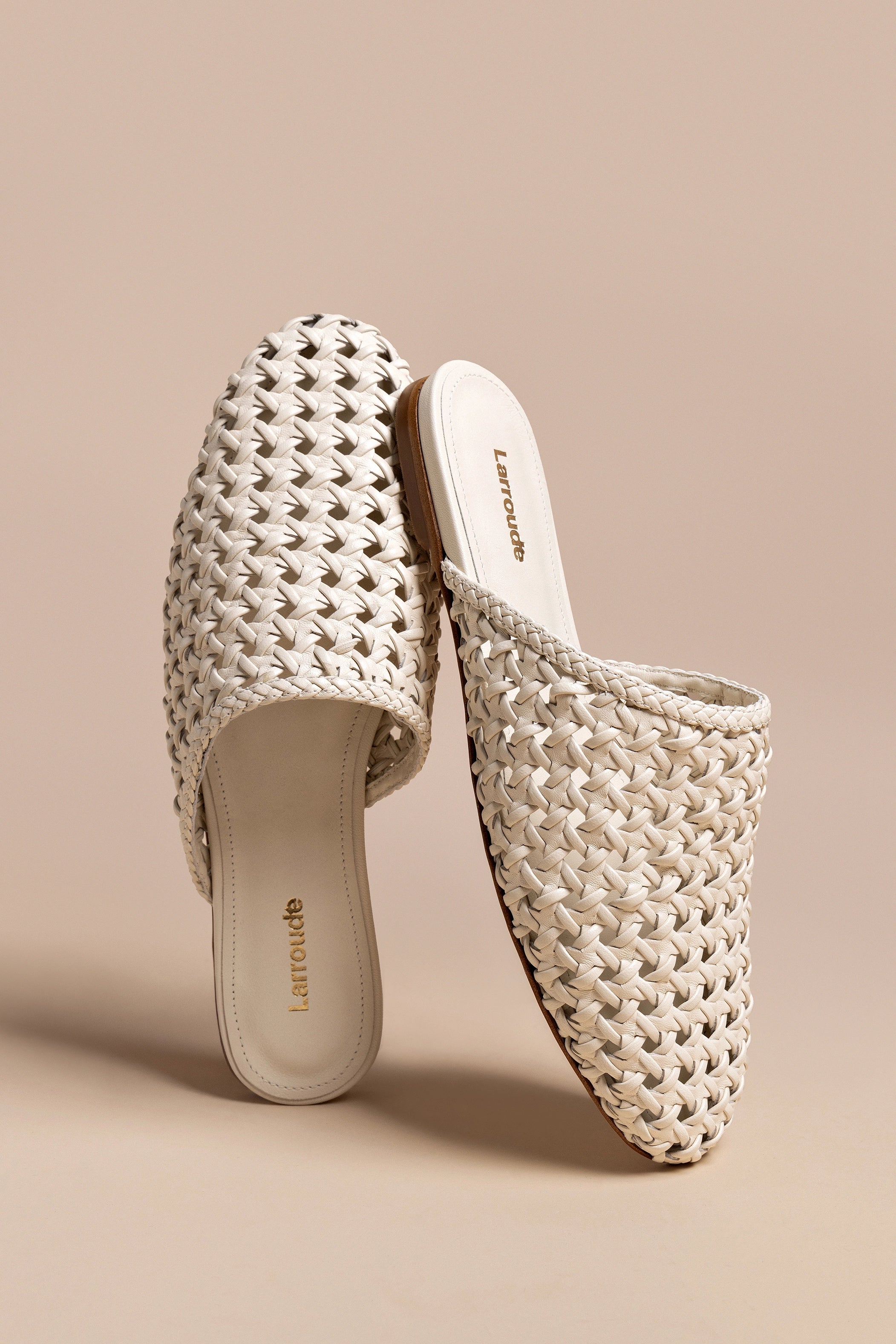 Venice Macrame Flat Mule Shoes - Ivory Leather Slip-On Sandals for Women | Boho Chic Summer Beach Walking Comfortable Footwear