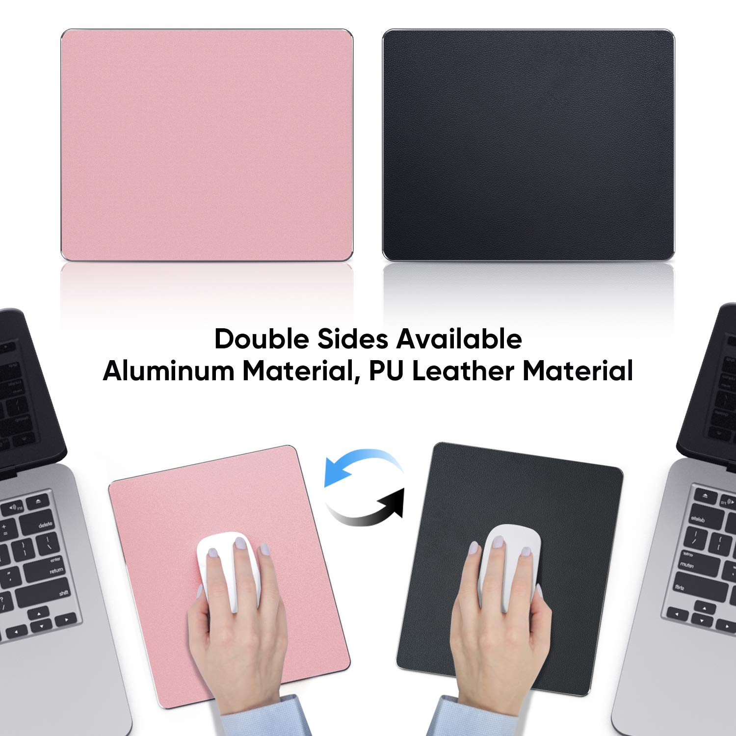 Premium Rose Gold Hard Metal Aluminum Mouse Pad - Dual-Side Waterproof, Fast & Accurate Control - Ideal for Office Work, Home Use & Gaming (Small Size 9