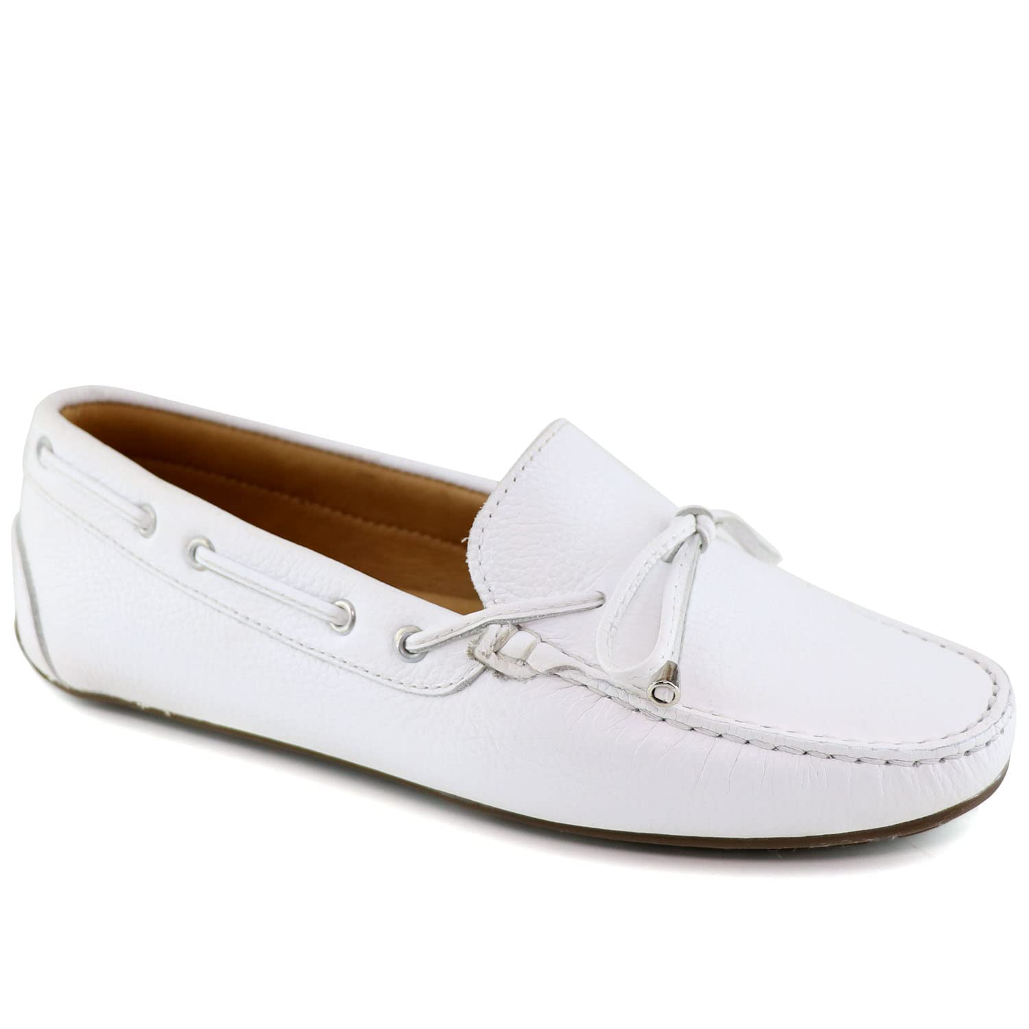 MJNY Women's Genuine Leather Driving Moccasins - Comfortable Lightweight Slip-On Loafers with Classic Tie Bow Design | Perfect for Casual Wear, Office & Travel