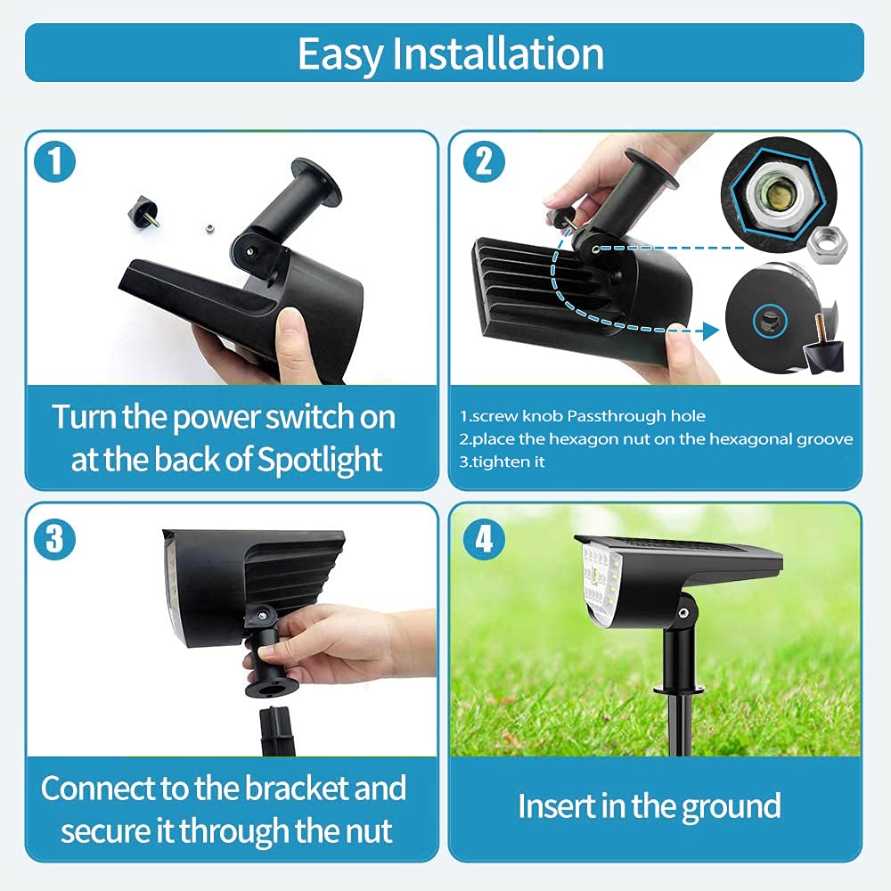 Jior Solar Lights Outdoor Waterproof IP65 - 2-in-1 Adjustable Solar Landscape Spotlights & Wall Lights for Garden, Yard, Driveway, Walkway, Pool, Patio - 6 Pack Warm White - Perfect for Pathway Illumination & Backyard Decor