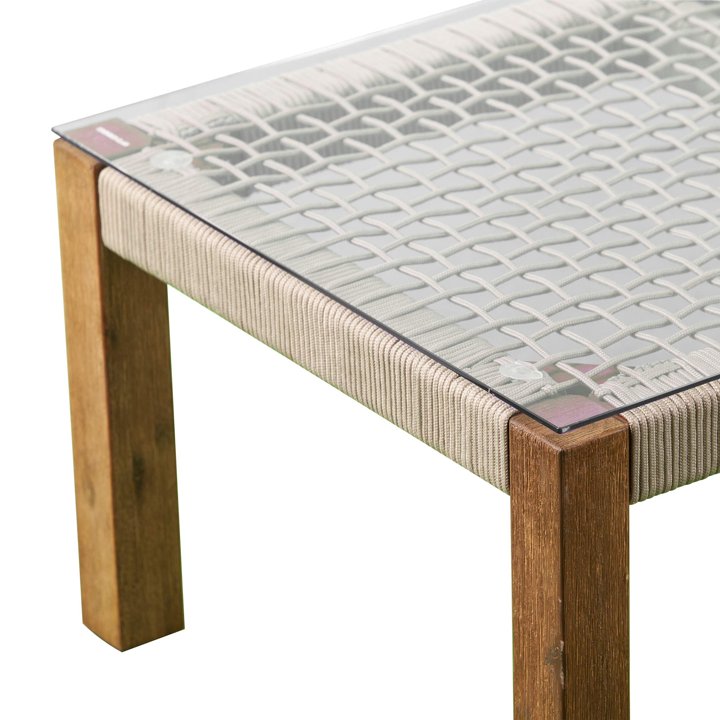 SEI Furniture Brendina Outdoor Glass-Top Cocktail Table - Natural Rattan Coffee Table for Patio, Poolside & Garden Decor - Weather-Resistant Side Table for Outdoor Living Spaces