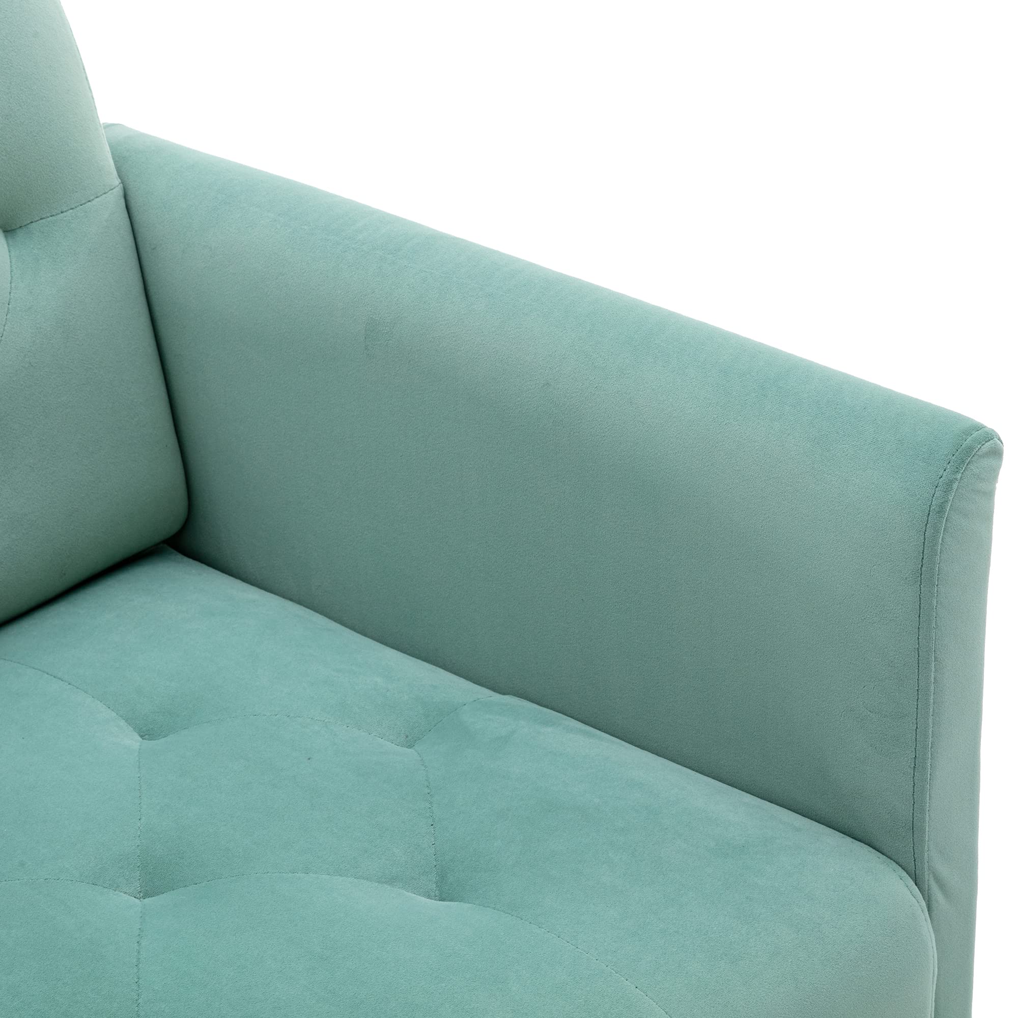 Modern Velvet Accent Chair with Rose Gold Legs - Plush Comfortable Armchair in Mint Green - Perfect for Living Room, Bedroom or Office Decor