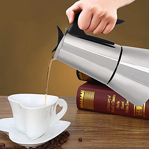 RSSK 6-Cup Electric Moka Pot - Italian Espresso Coffee Maker, Stainless Steel Percolator for Home & Office - Perfect for Morning Brews, Afternoon Coffee Breaks & Entertaining Guests