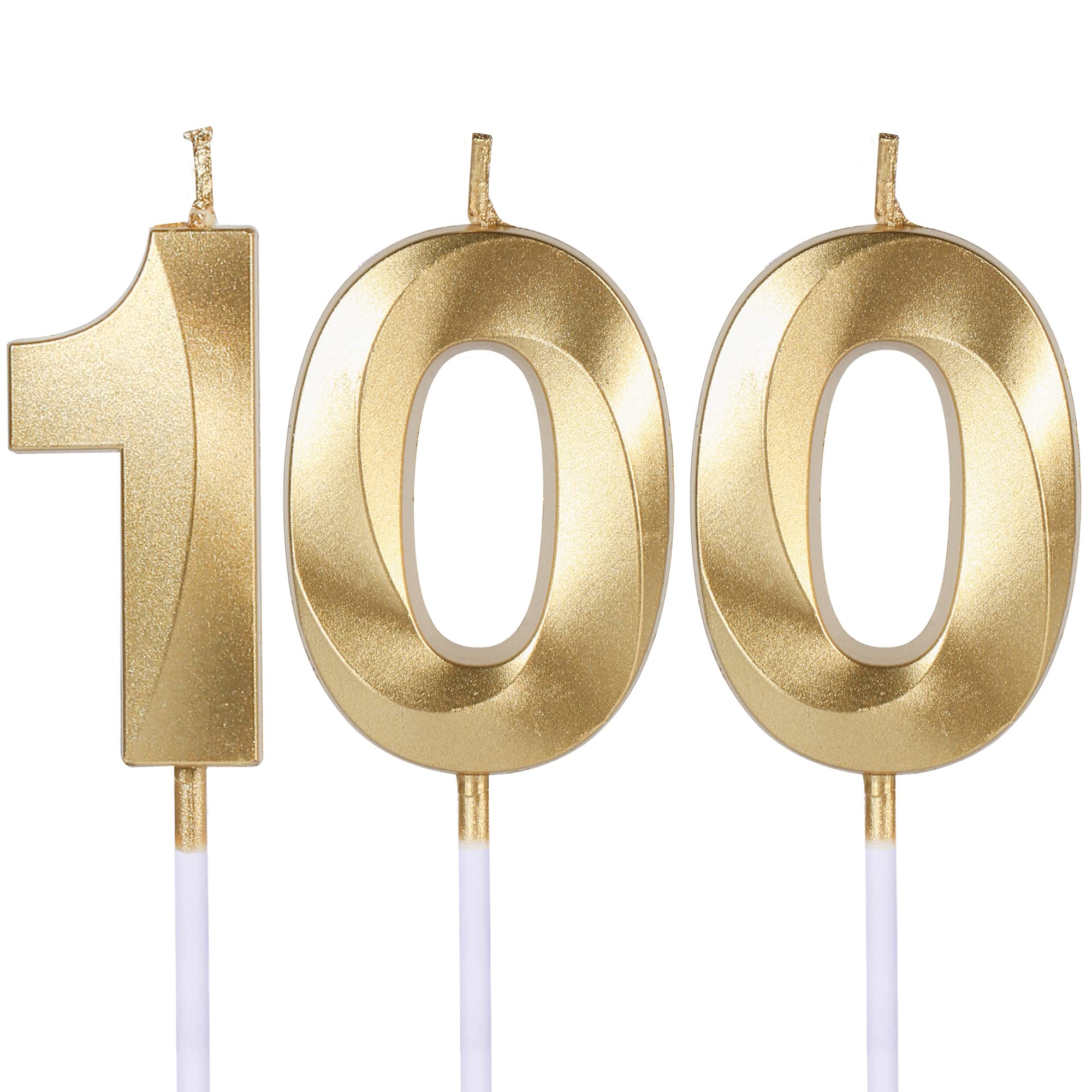 Gold 100th Birthday Candles for Cakes & Cupcakes - Number 100 Cake Topper for Anniversary, Wedding & Party Decorations - Perfect for Milestone Celebrations and Festive Dessert Displays