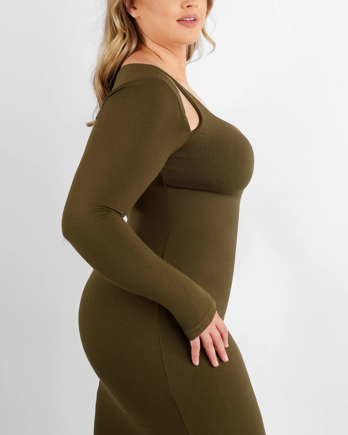 Stylish Cozy Ribbed Shoulder Cut Out Bodycon Dress for Women | Perfect for Date Night, Parties & Evening Events