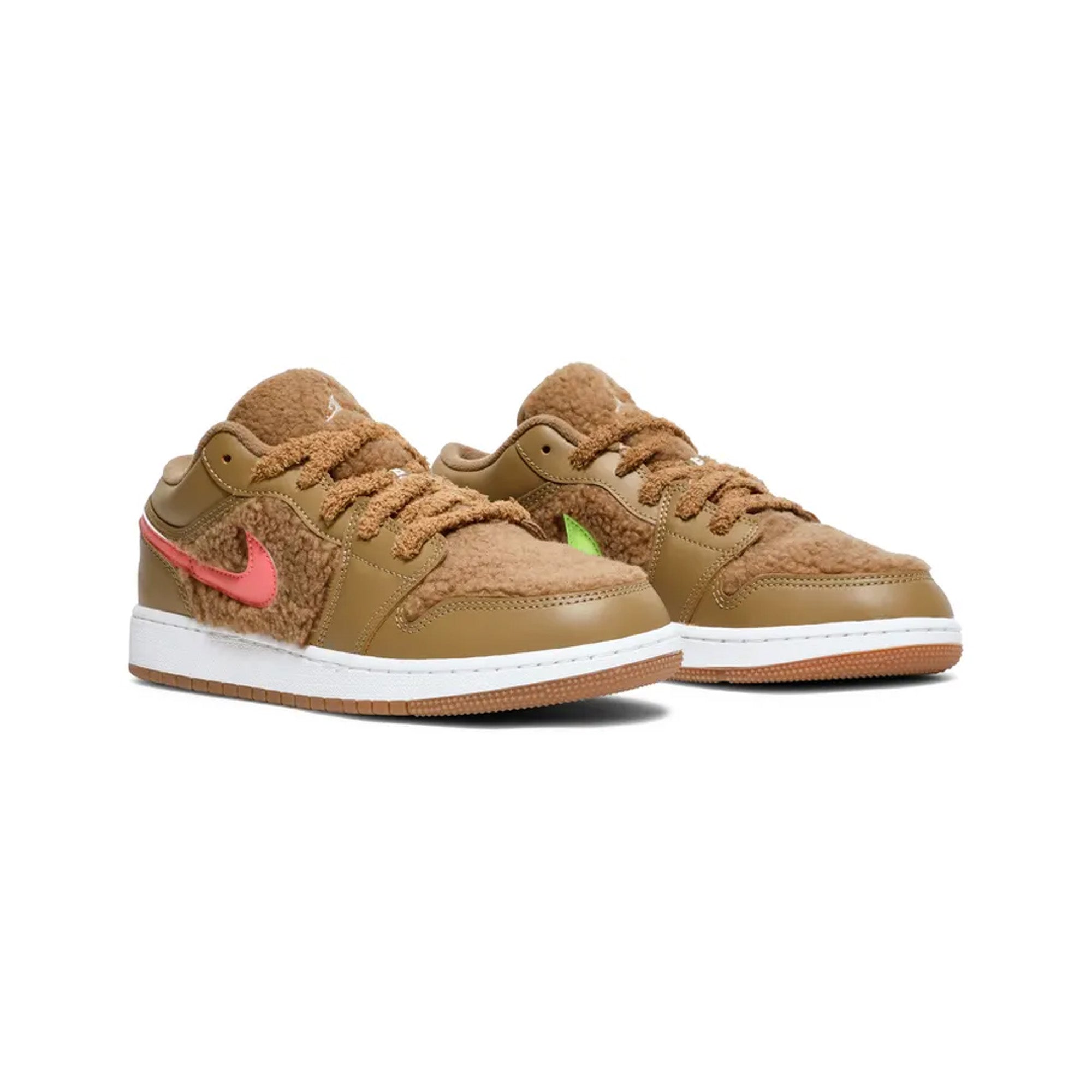 Air Jordan 1 Low Utility 'Teddy Bear' GS Sneakers for Girls (2021) - Stylish Casual Shoes for School, Sports & Everyday Wear
