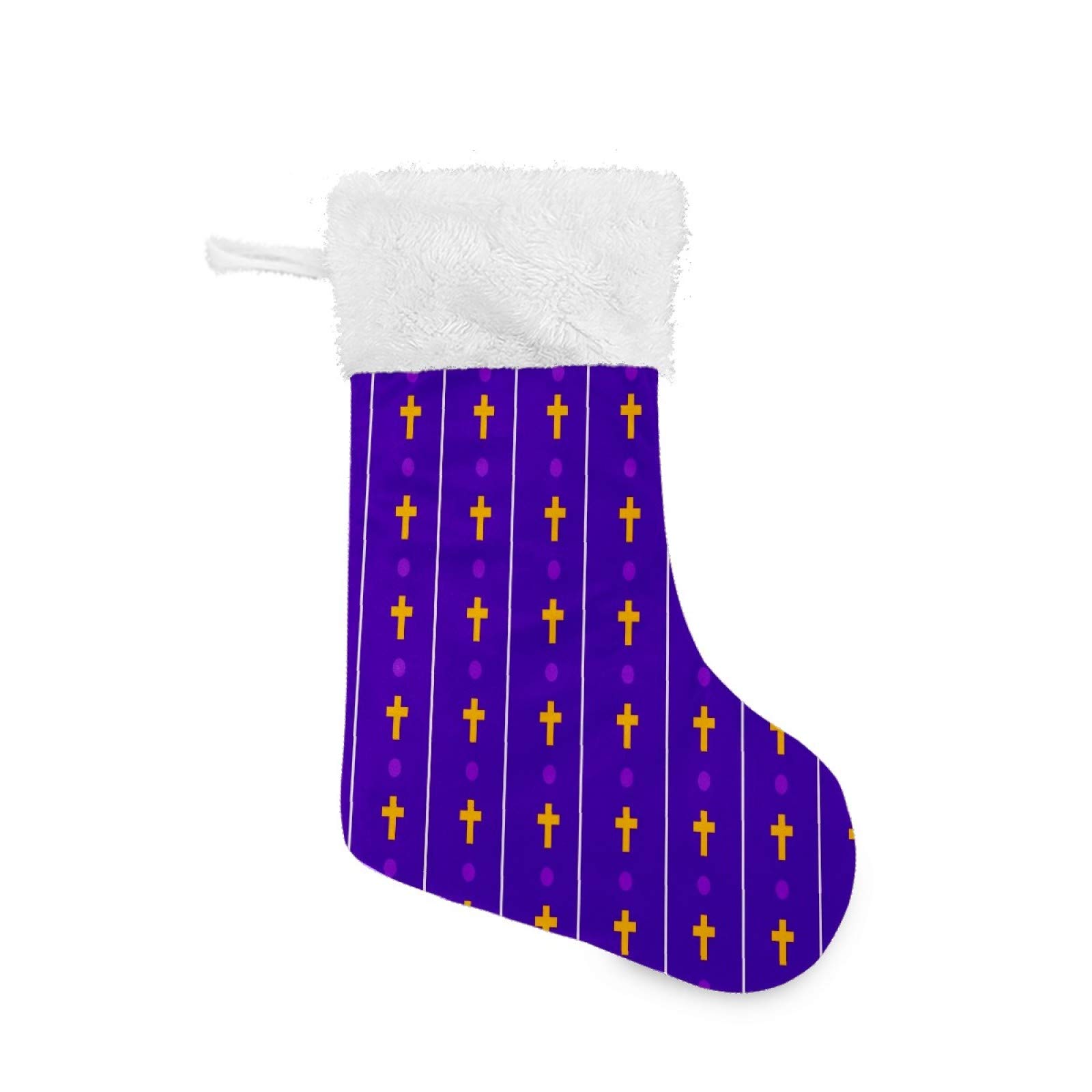 Christmas Stockings & Halloween Plush Faux Fur Stockings - Cross Dot Print Candy Gift Socks for Fireplace Decor | Holiday Party Decorations for Family Gatherings & Xmas Celebrations