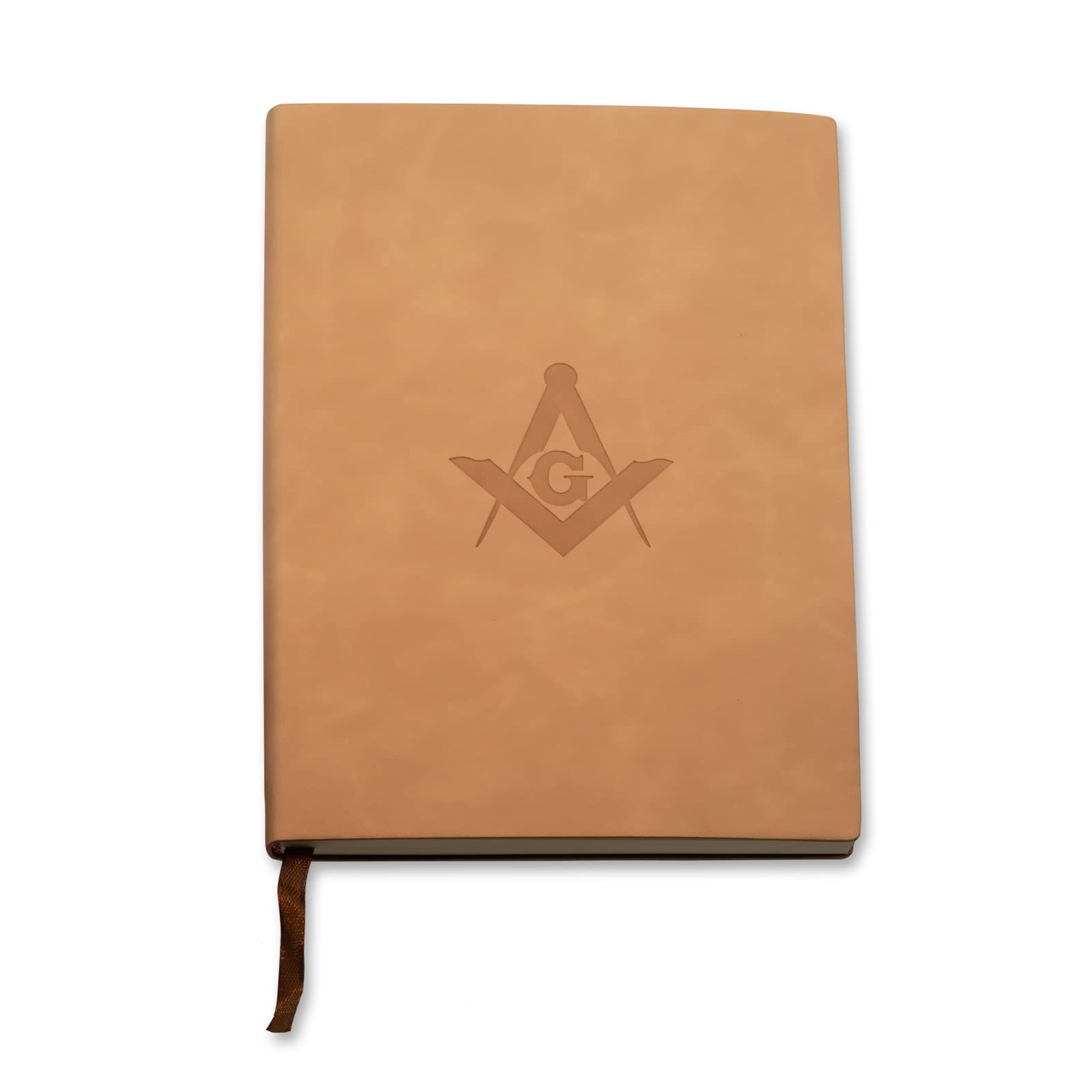 Square & Compass Masonic Journal Notebook - Leather Bound Tan Writing Book for Freemasons, Lodge Meetings & Secret Society Notes