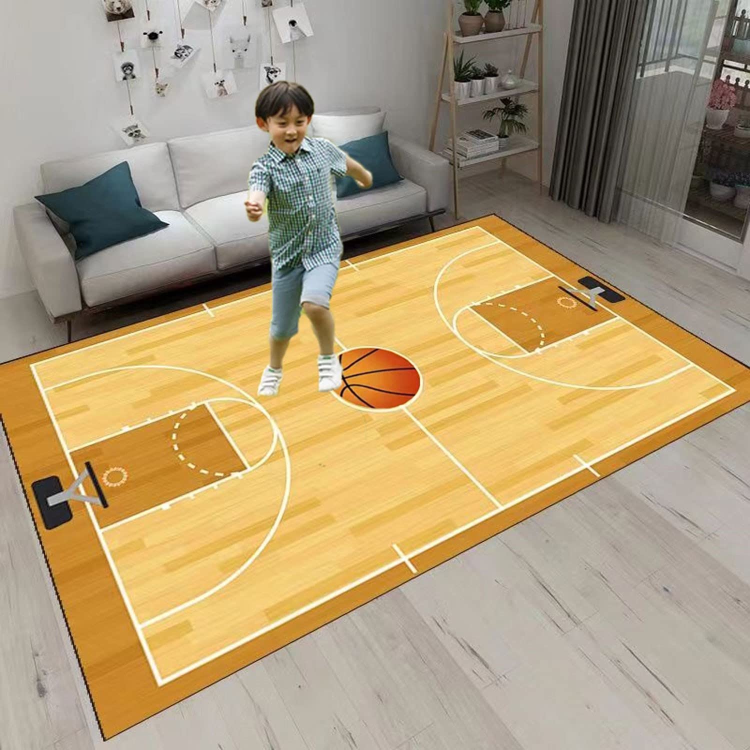 **Kids Soccer Rug - Non-Slip Football Field Playmat for Boys & Girls Bedroom, Nursery, or Playroom - 4x6 ft Green Sports Carpet for Indoor Games, Living Room Decor, and Children's Activity Area**