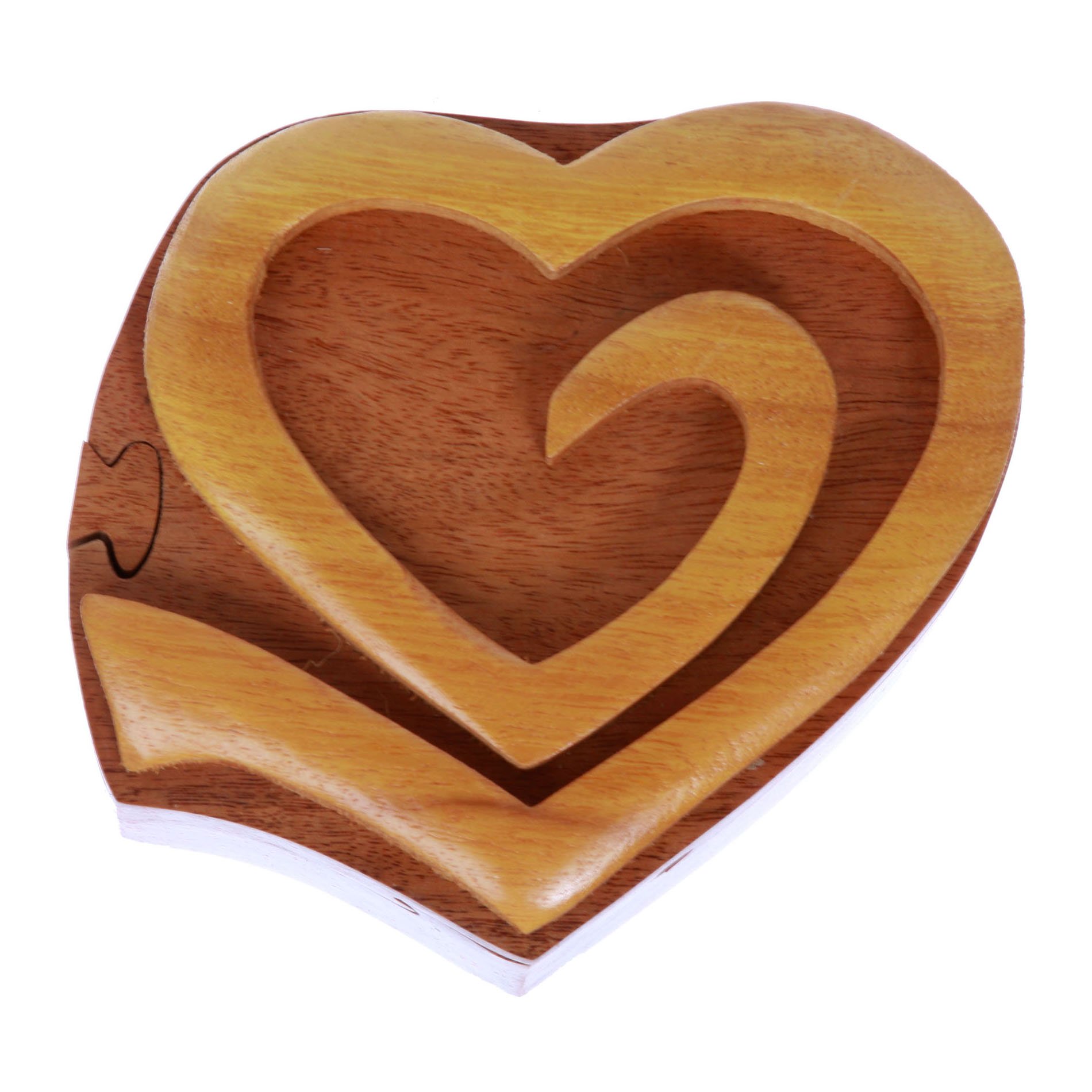 Handcrafted Wooden Secret Jewelry Puzzle Box with Double Interlink Entwined Hearts - Romantic Gift for Anniversary, Valentine's Day - Perfect for Storing Rings, Necklaces & Love Notes