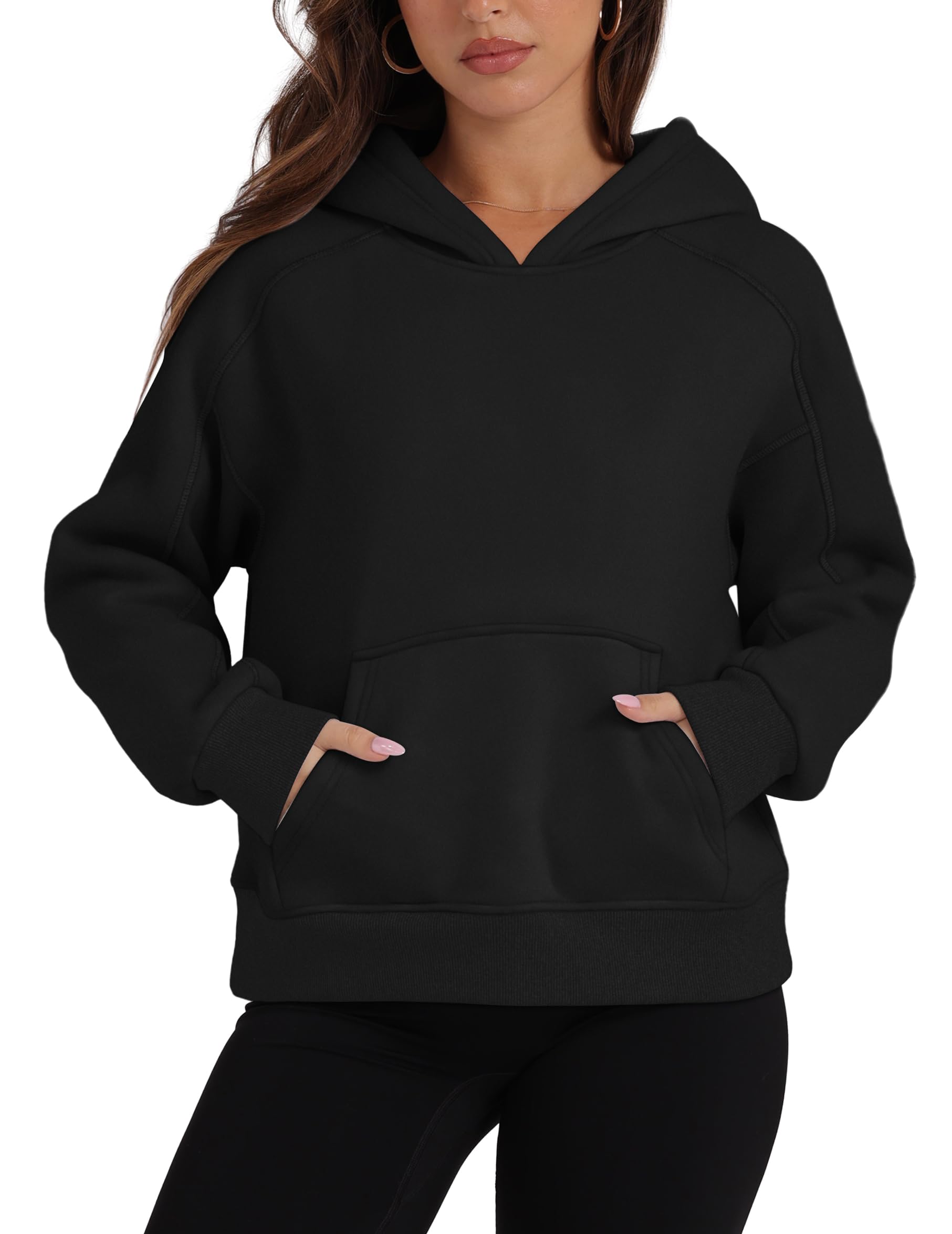 OFEEFAN Women's Cropped Hoodie - Trendy Fleece Pullover Sweatshirt with Long Sleeves | Fall Fashion 2024 Outfit | Perfect for Casual Wear, Street Style & Cozy Loungewear