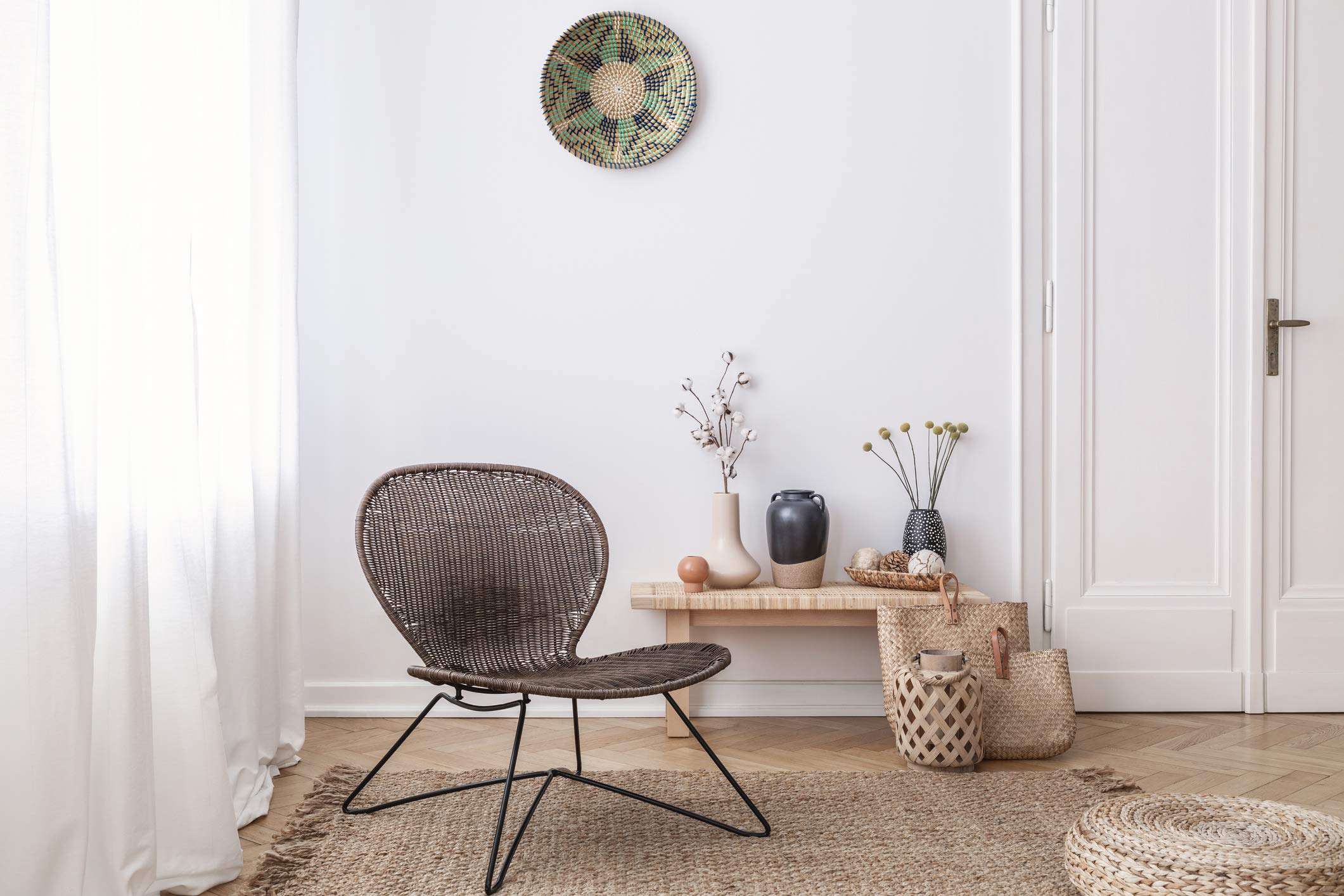 Natural Seagrass Woven Wall Basket - 13.7