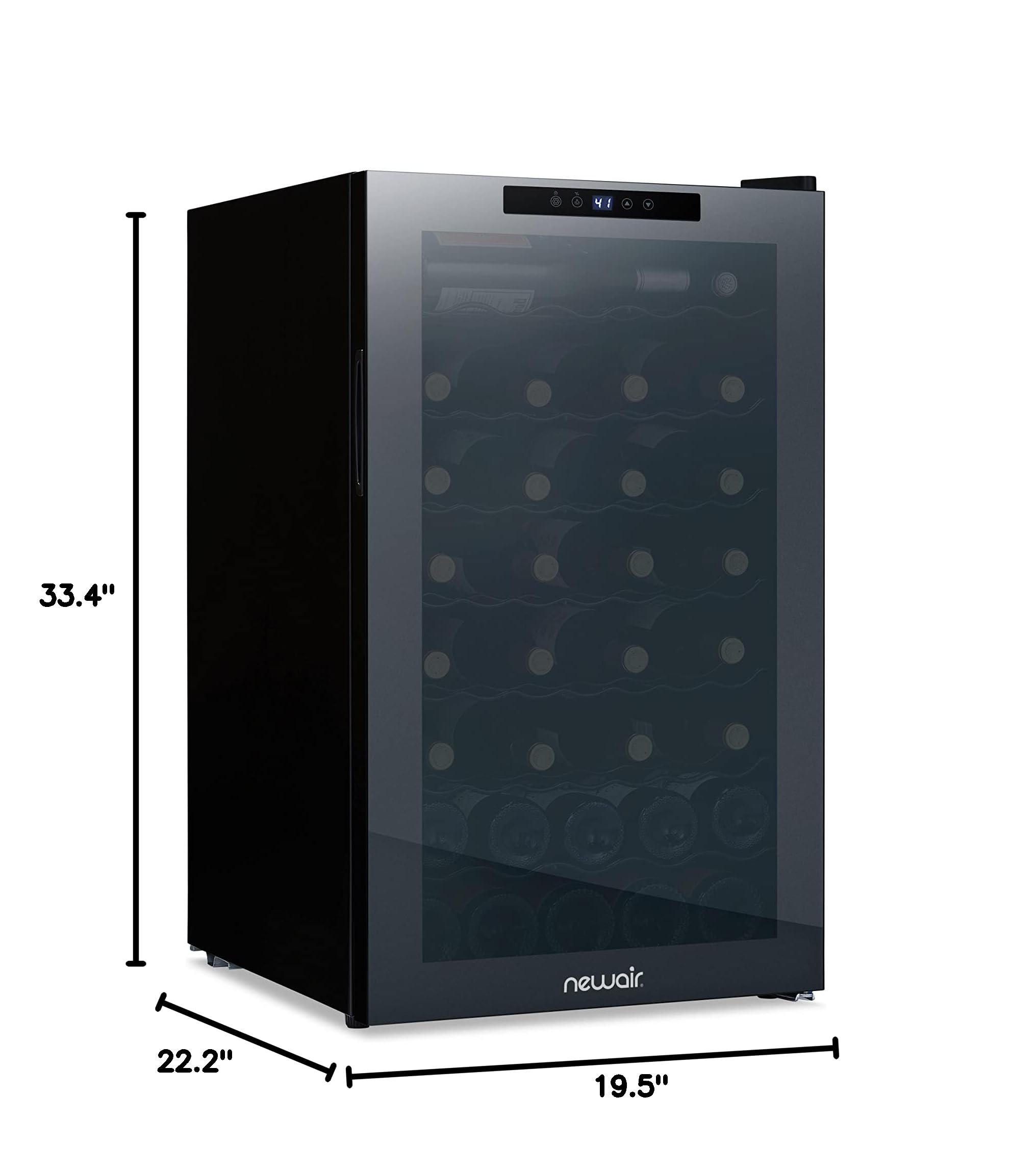 NewAir 51 Bottle Wine Cooler Refrigerator - Freestanding Mirrored Beverage Fridge with Double-Layer Tempered Glass & Compressor Cooling for Red, White & Sparkling Wine | Perfect for Home Bars, Restaurants & Wine Cellars