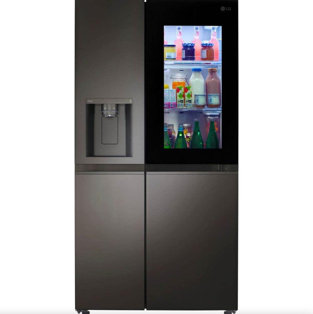 LG 27 Cu. Ft. Black Stainless Steel Side by Side Refrigerator with InstaView & Craft Ice Maker - Energy Efficient 36 Inch Counter Depth French Door Fridge for Modern Kitchen (Model LRSOS2706D) - Perfect for Entertaining & Large Family Storage