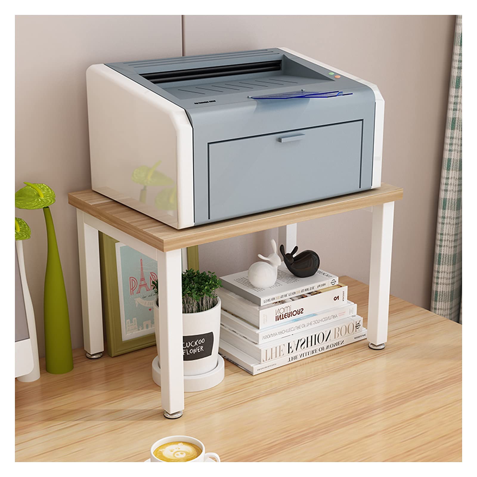 2-Tier Printer Stand with Storage - Sturdy Desktop Organizer for Home & Office - Perfect for Printer, Scanner, and Office Supplies Organization - Ideal Workspace Solution for Desk, Kitchen, or Small Spaces