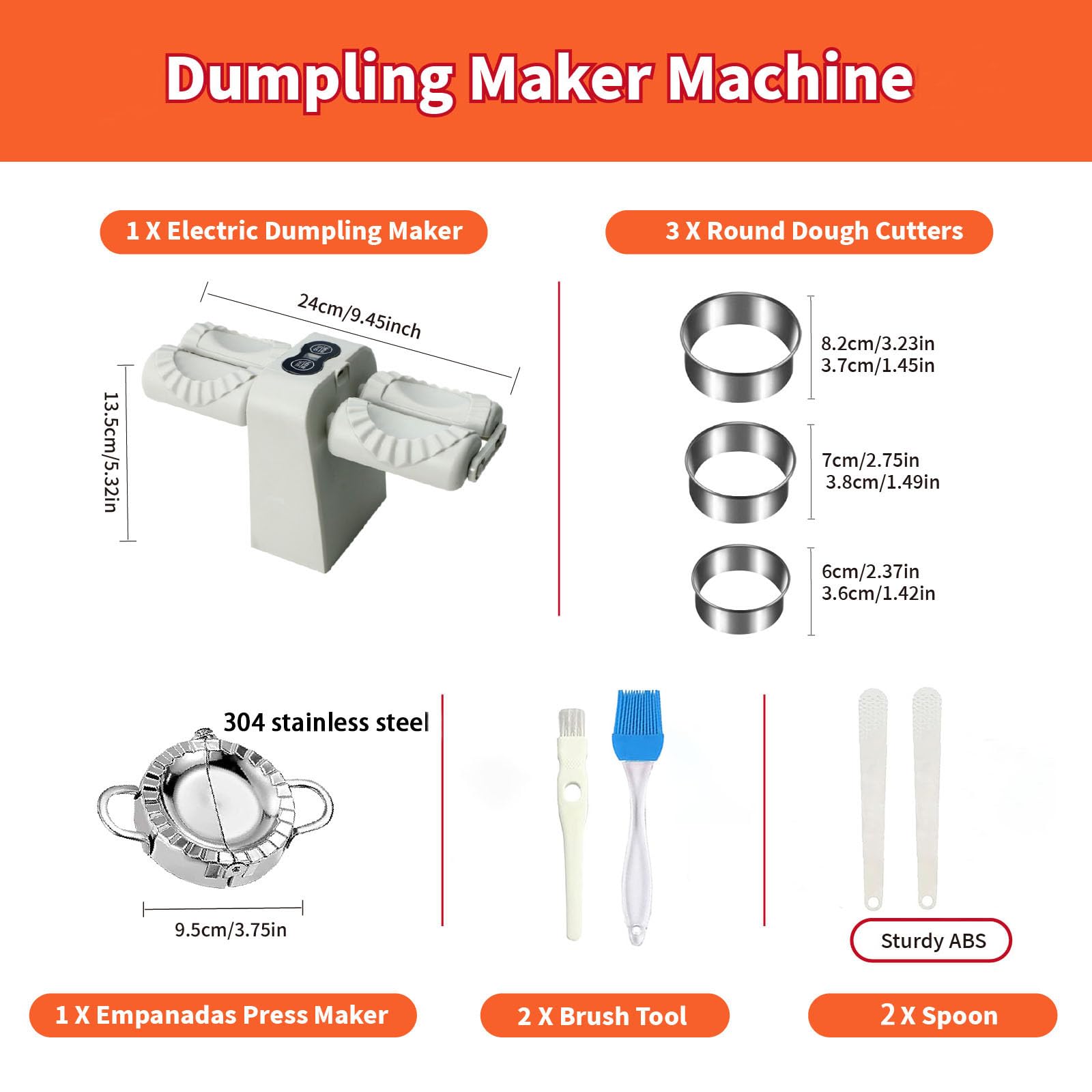 Electric Dumpling Maker Machine - Automatic Double Head Dumpling Maker with 2 Modes, Rechargeable Battery, Includes Empanada Maker, Dough Cutters, Spoon & Brush - Perfect for Home Kitchen, Party Cooking & Asian Cuisine Preparation