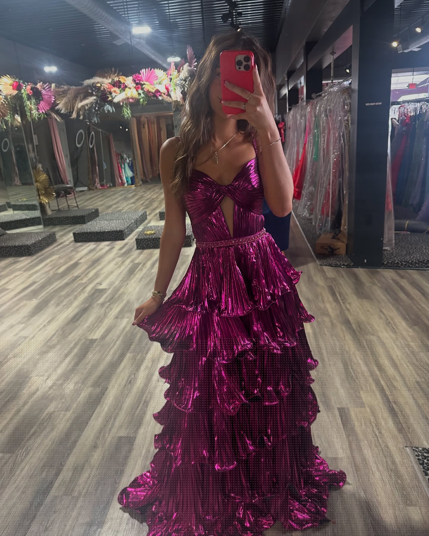 Fuchsia A-Line Pleated Ruffle Prom Dress for Women - Elegant Formal Evening Gown J6194 | Perfect for Homecoming, Quinceañera, Wedding & Special Occasions