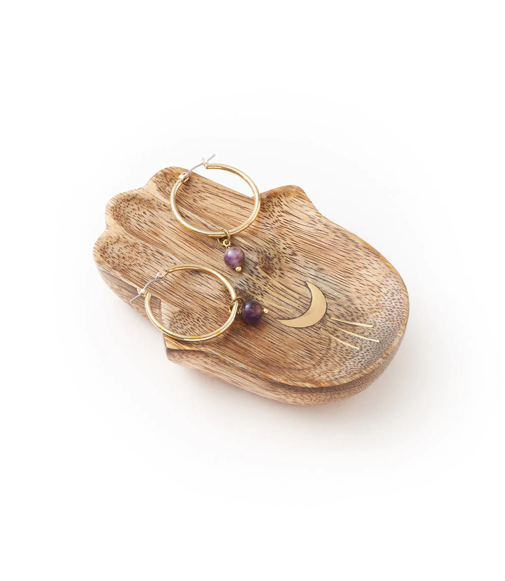 Hamsa Hand Wooden Trinket Dish for Jewelry, Keys & Coins - Boho Home Decor & Spiritual Gift for Women