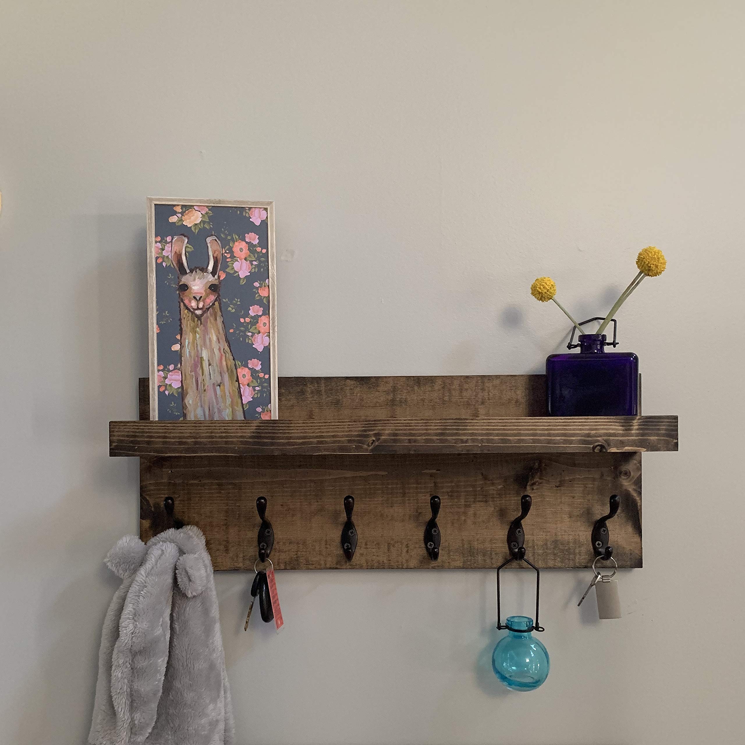 Wall Mounted Coat Rack with Shelf - Adjustable Length Entryway Organizer & Towel Hanger for Hallway, Bedroom or Bathroom Storage