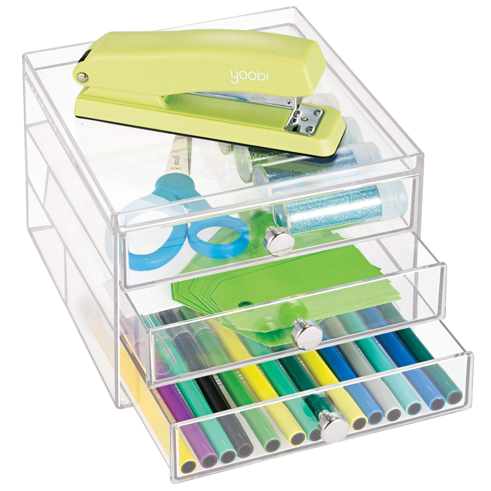 iDesign 3-Tier Plastic Vanity Organizer - Slim Cosmetic Storage Drawers for Makeup, Hair Care & Dental Supplies - Compact Bathroom, Dorm & Desk Organizer (6.5