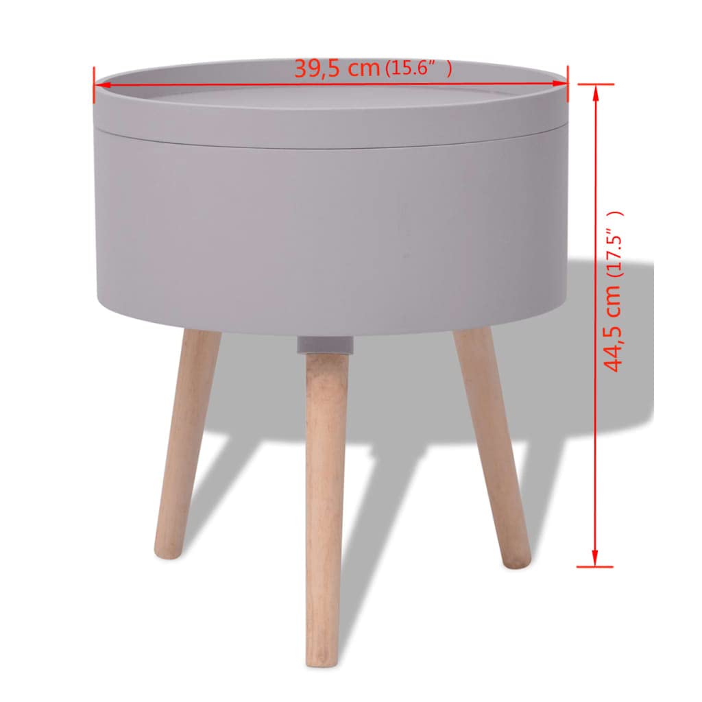 Modern Round Side Table with Tray - 15.6