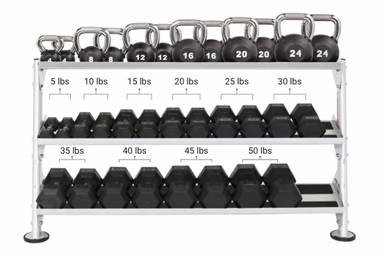 Heavy Duty 60 Dumbbell Rack with Optional 3rd Tier - HF 5461 OPT 60 | Gym Equipment Storage for Home & Commercial Use | Perfect for Weight Training & Fitness Centers