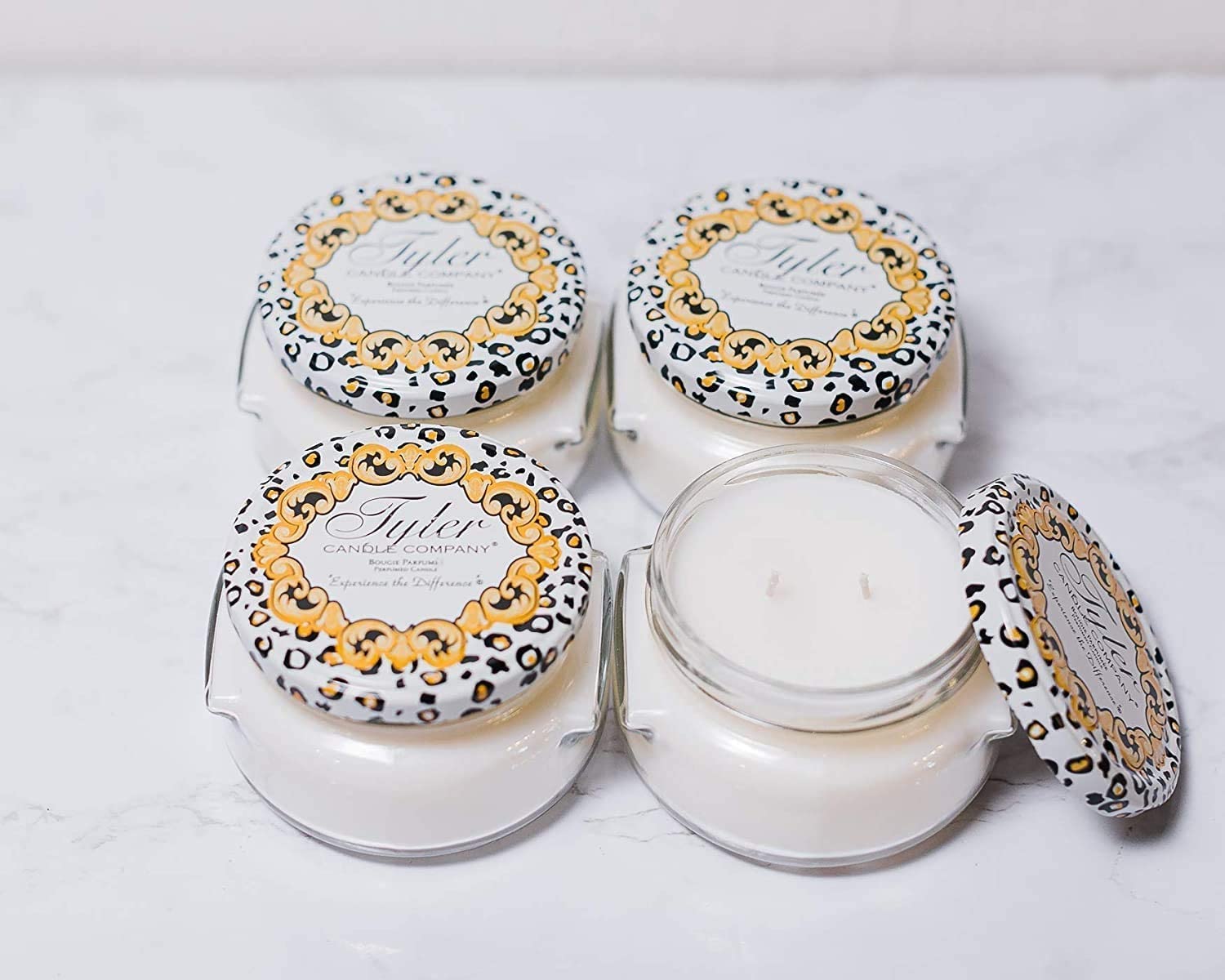Tyler Glass Jar Candle - 22 oz Long Burning Scented Candle with French Market Fragrance (4 Pack with Matches) - Perfect for Home Decor, Relaxation & Romantic Ambiance