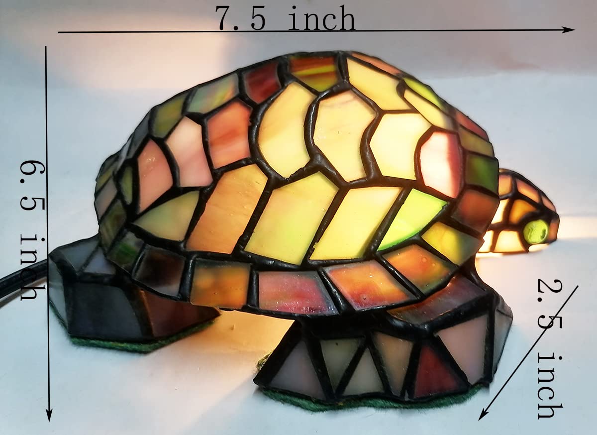 HUIMEIJU Stained Glass Turtle Night Light - Tiffany Style Animal Table Lamp for Kids Room, Nursery, or Home Decor | Perfect for Bedtime, Relaxation & Creating a Cozy Atmosphere