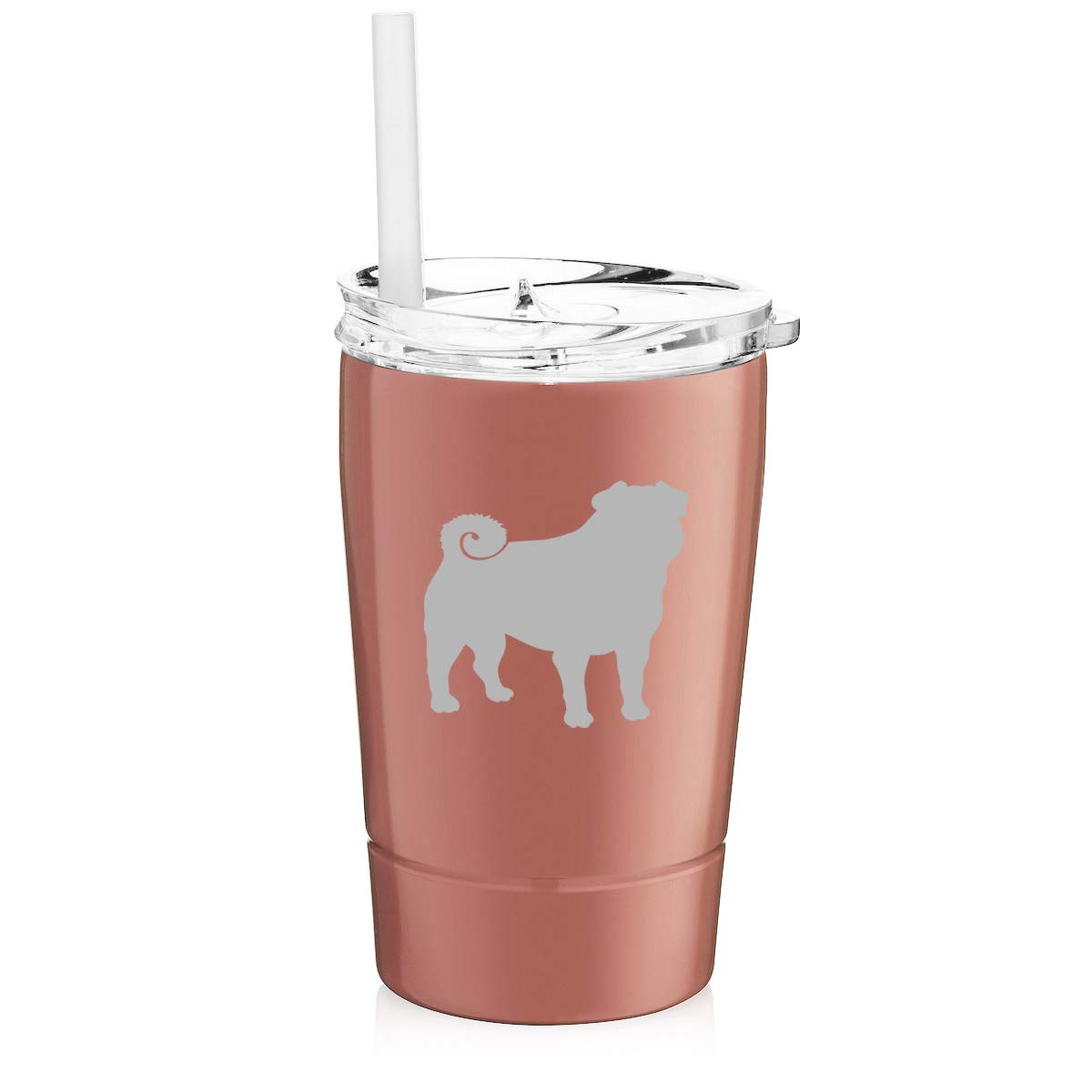 12 oz Stainless Steel Vacuum Insulated Tumbler with Straw - Double Wall Insulation Keeps Drinks Hot/Cold for Hours - Rose Gold Travel Coffee Mug for Office, Gym & Outdoor Activities