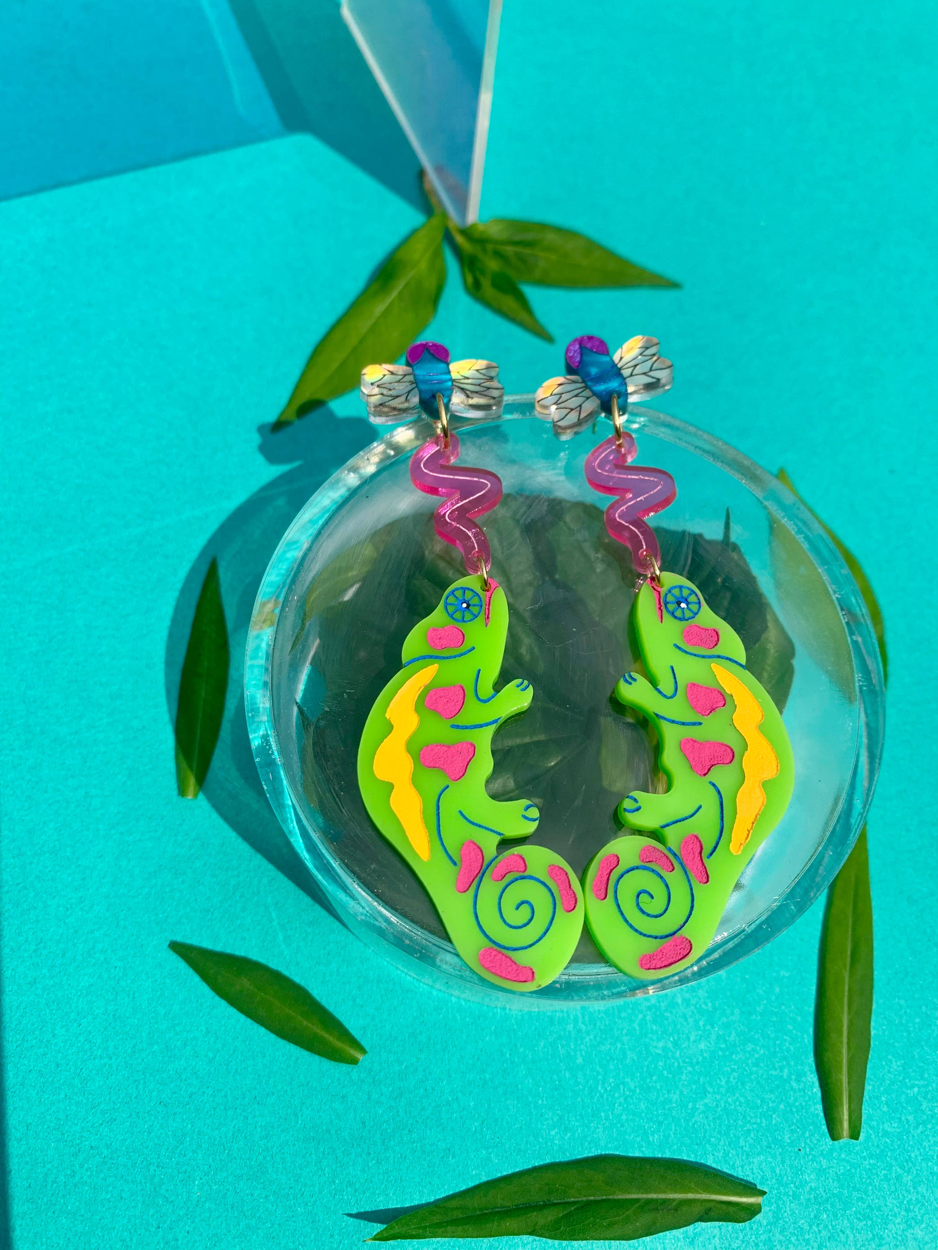 Vibrant Chameleon Acrylic Earrings - Color Changing Statement Jewelry for Women | Perfect for Parties, Festivals & Everyday Wear