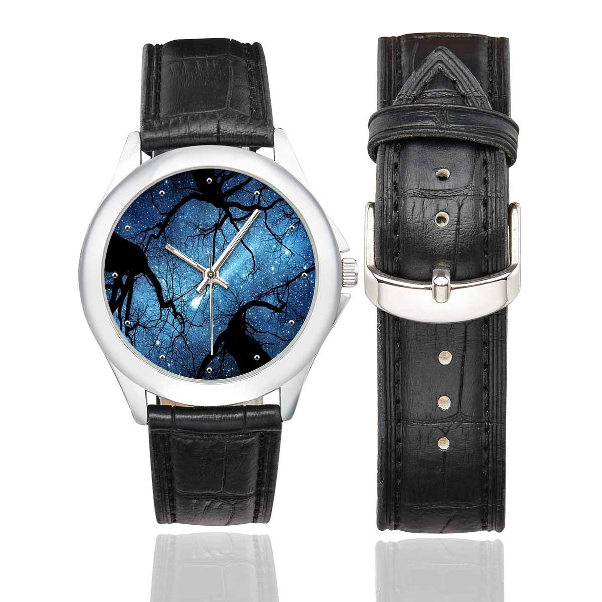 Starry Night Galaxy Women's Waterproof Watch - Stainless Steel & Leather Strap for Outdoor & Casual Wear